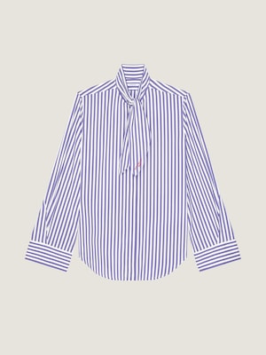 Chemise rayée Cocoon en soie avec nœud