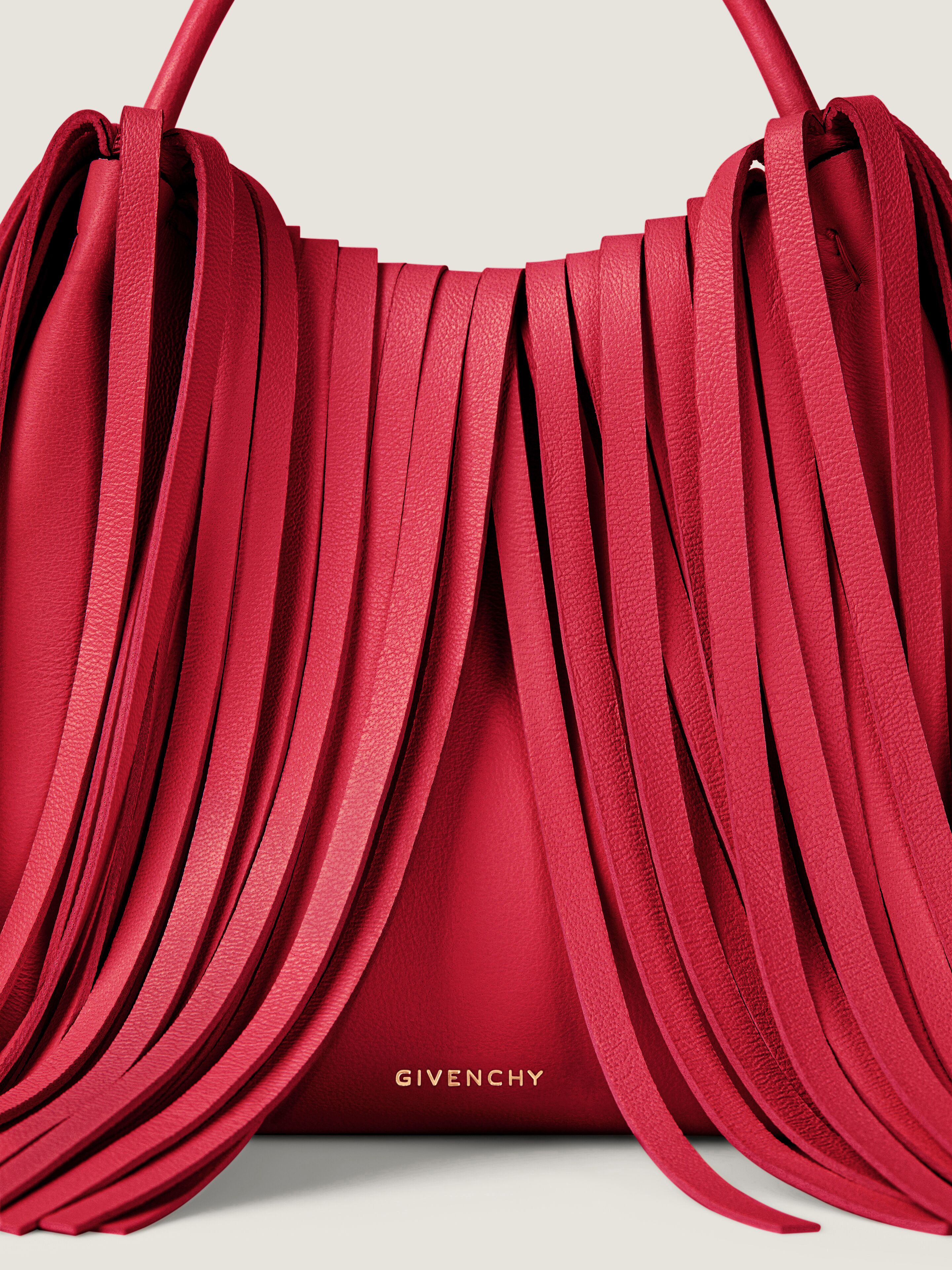 Nano Facet tote bag in leather with fringes in - equestrian red