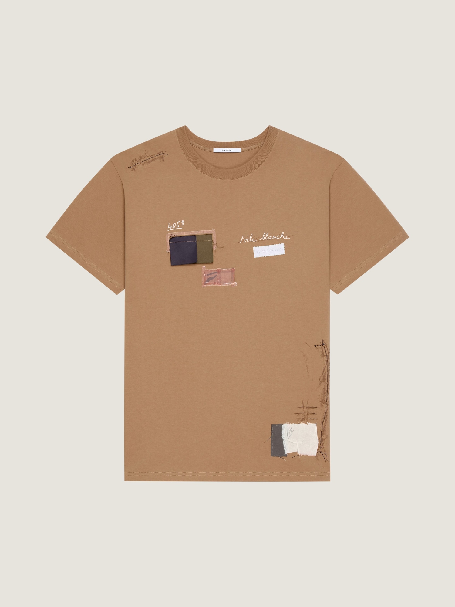トロンプルイユ パターン Tシャツ - ベージュキャメル BM71NK3YRN-280 