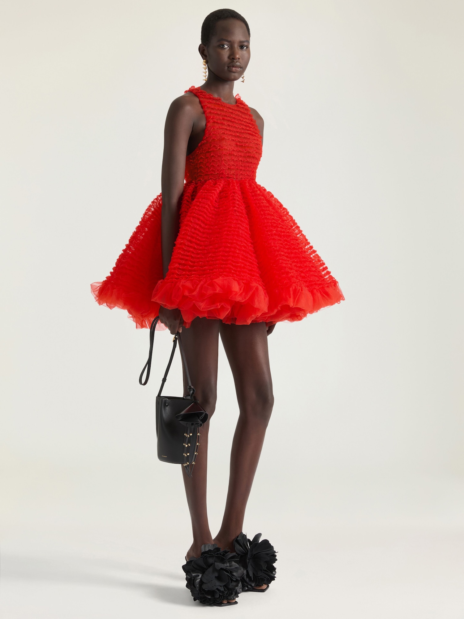 Mini babydoll dress with nylon frills