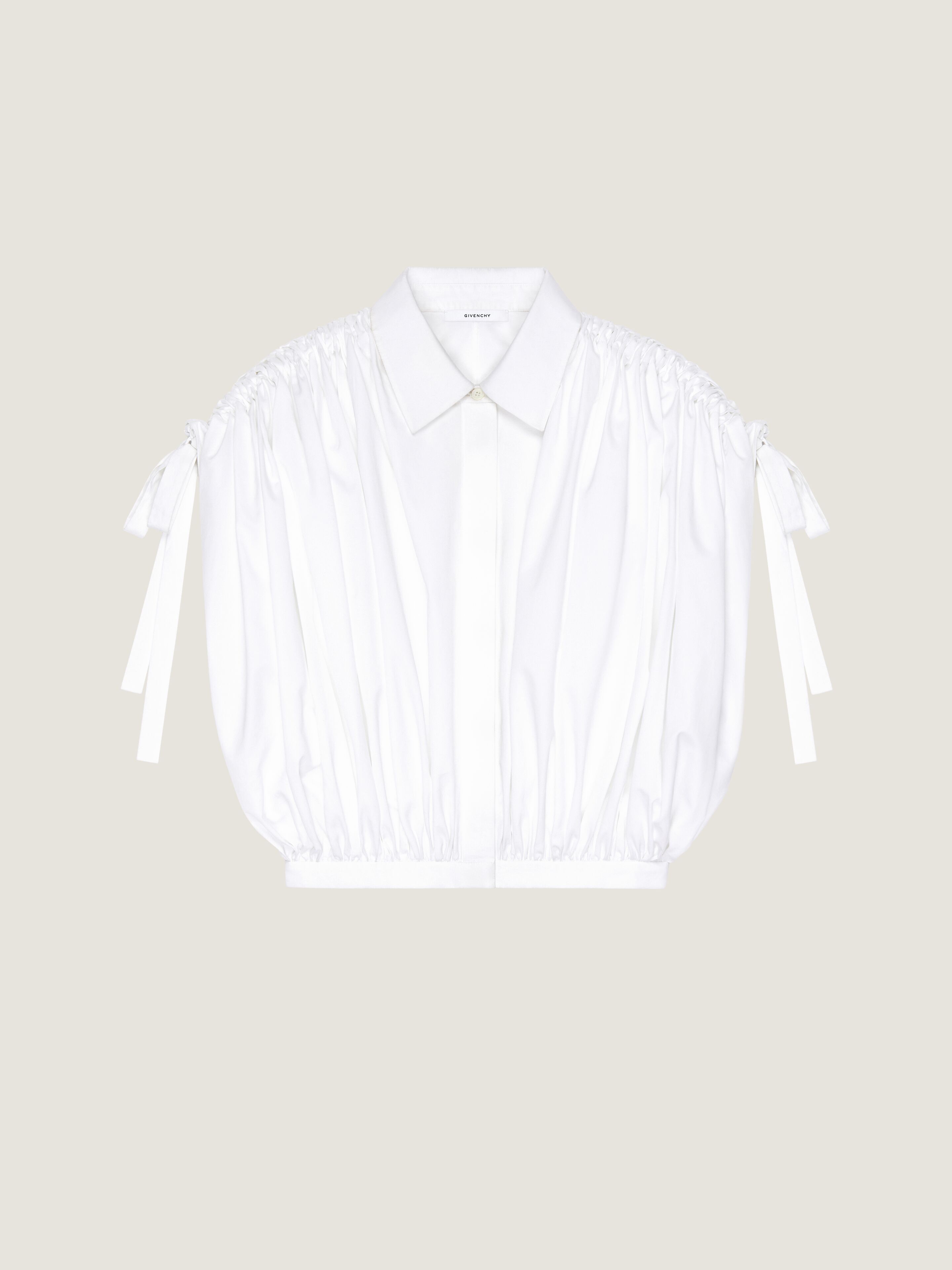 Cropped shirt in poplin with ruched details | Givenchy US | Givenchy