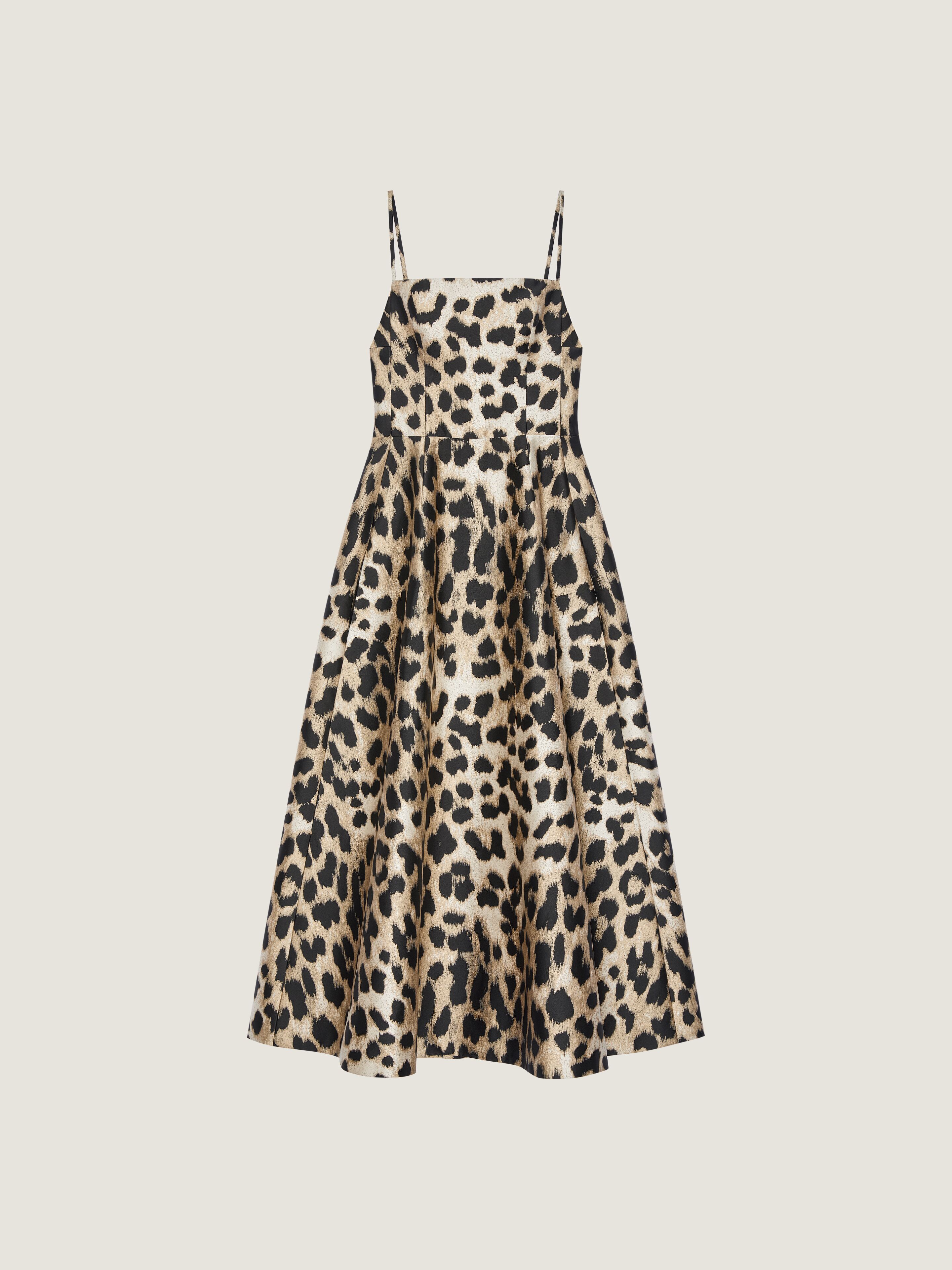 Givenchy Sliced Long Dress In Leopard Jacquard In Sand