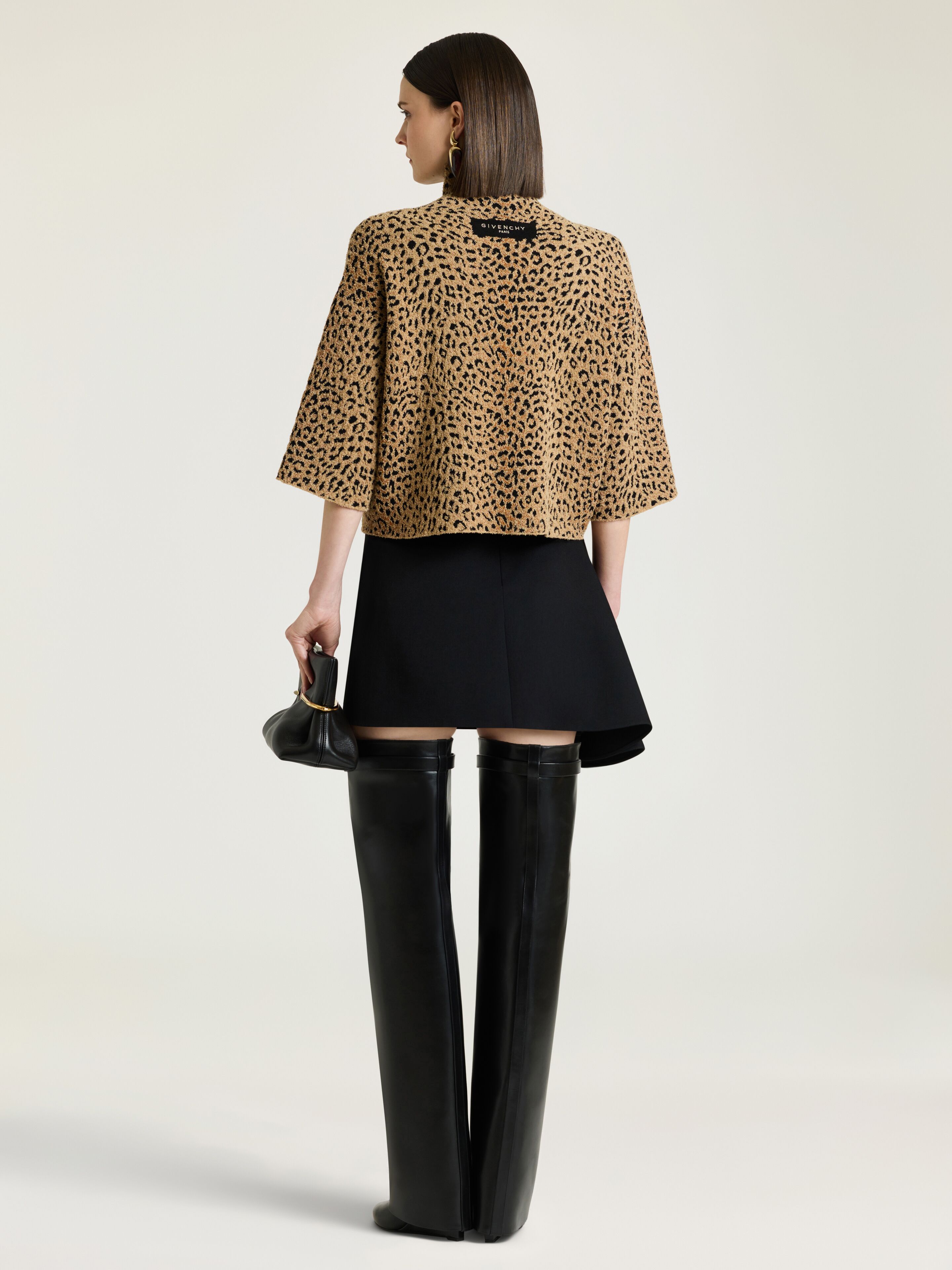 Top in leopard jacquard in - beige/brown - BW61NS4ZVQ-288