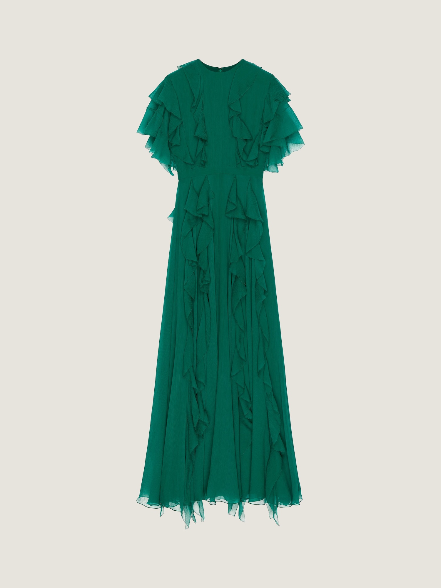 green givenchy dress Long ruffled in silk chiffon in - dark emerald - BW230316E1-324 split mini dress