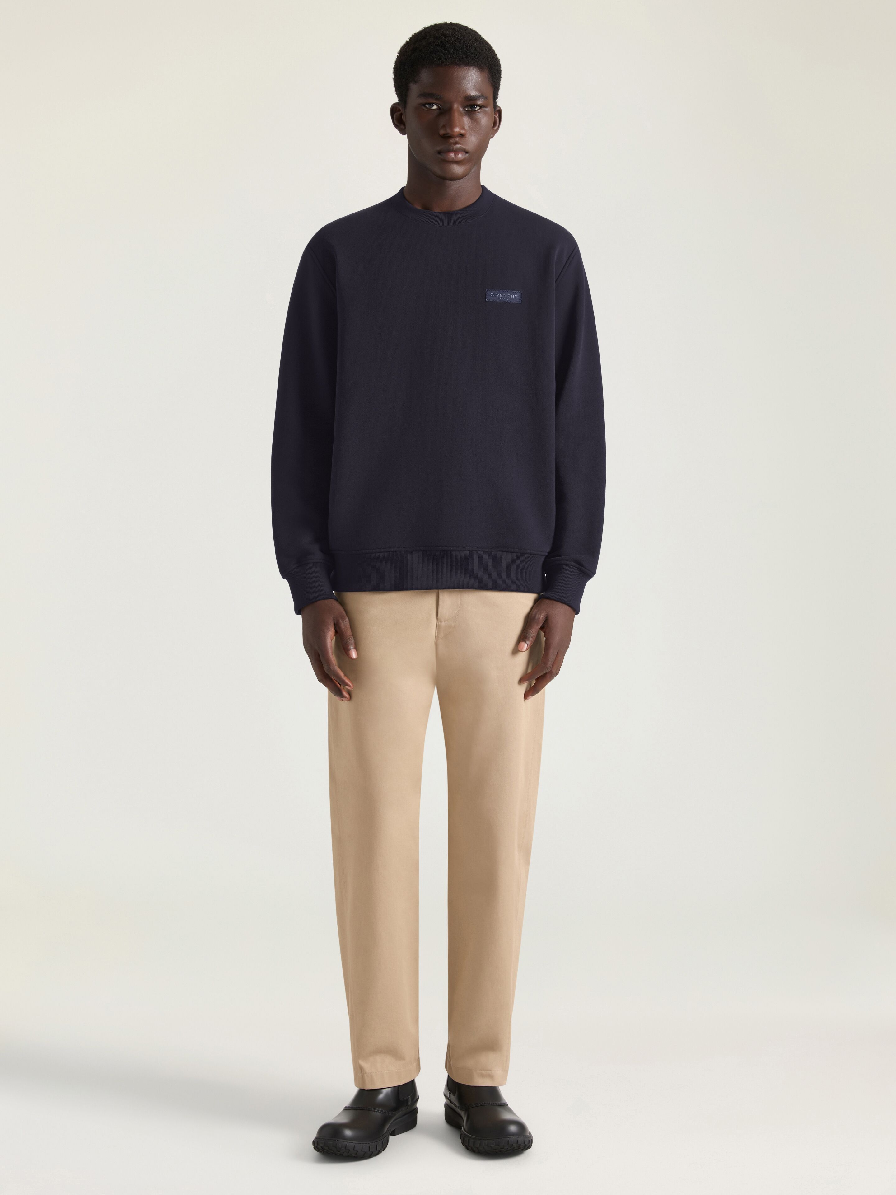 Sweatshirt in fleece with Givenchy Paris gros grain in - dark navy