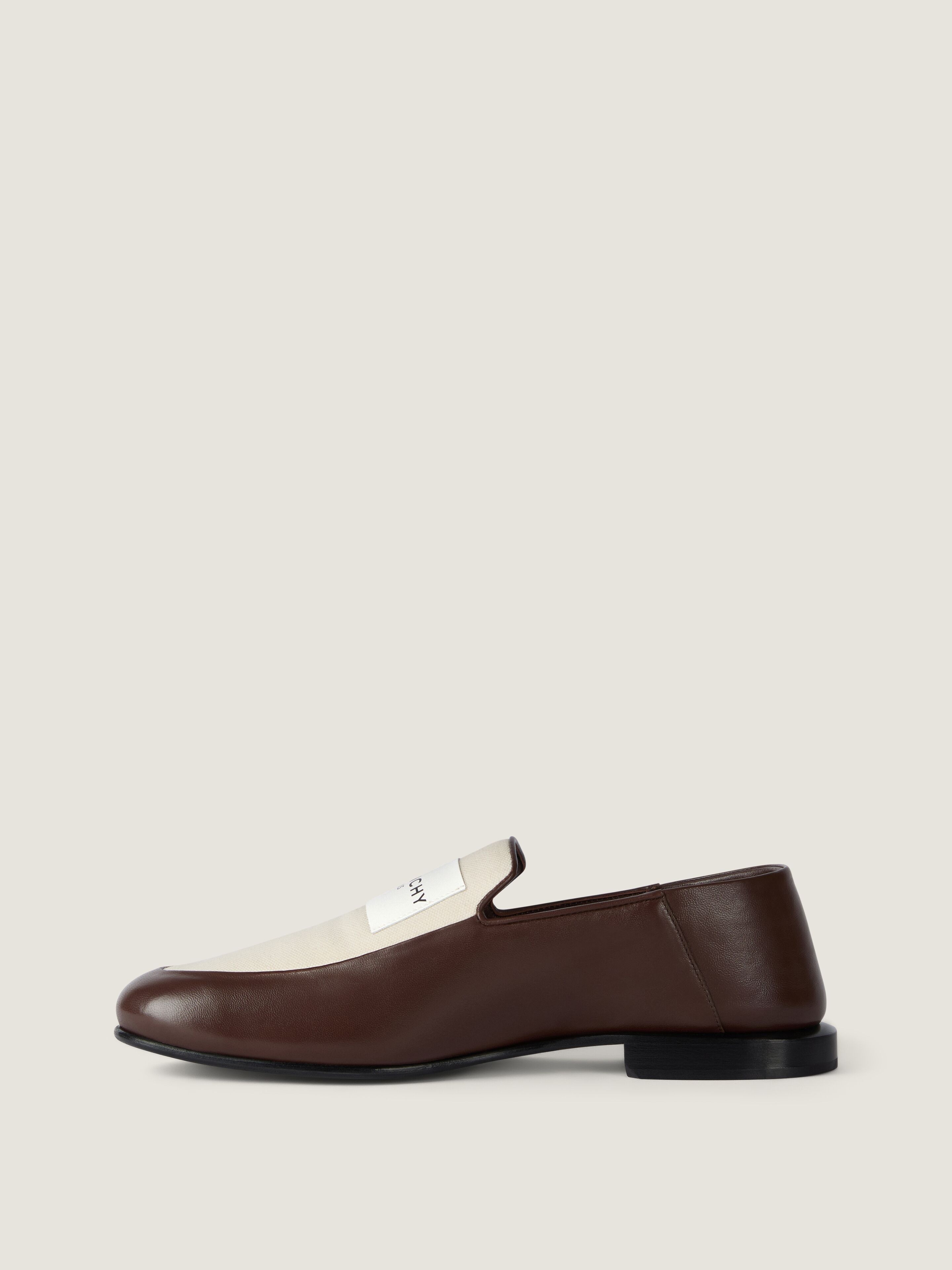 Label loafers in shiny leather and canvas in - natural/brown