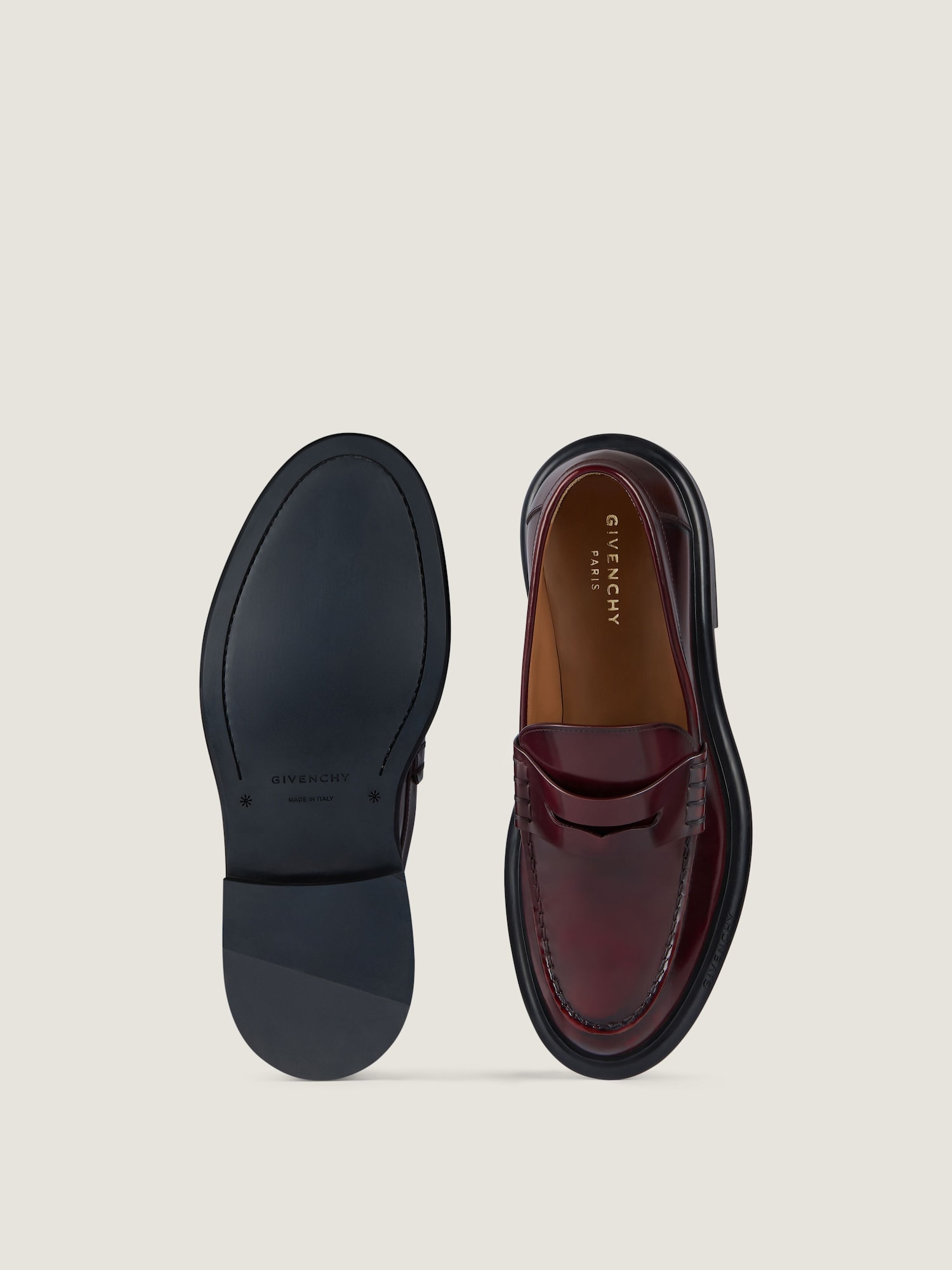 Gent loafers in brushed leather in - burgundy - BE202JE2G9-604 
