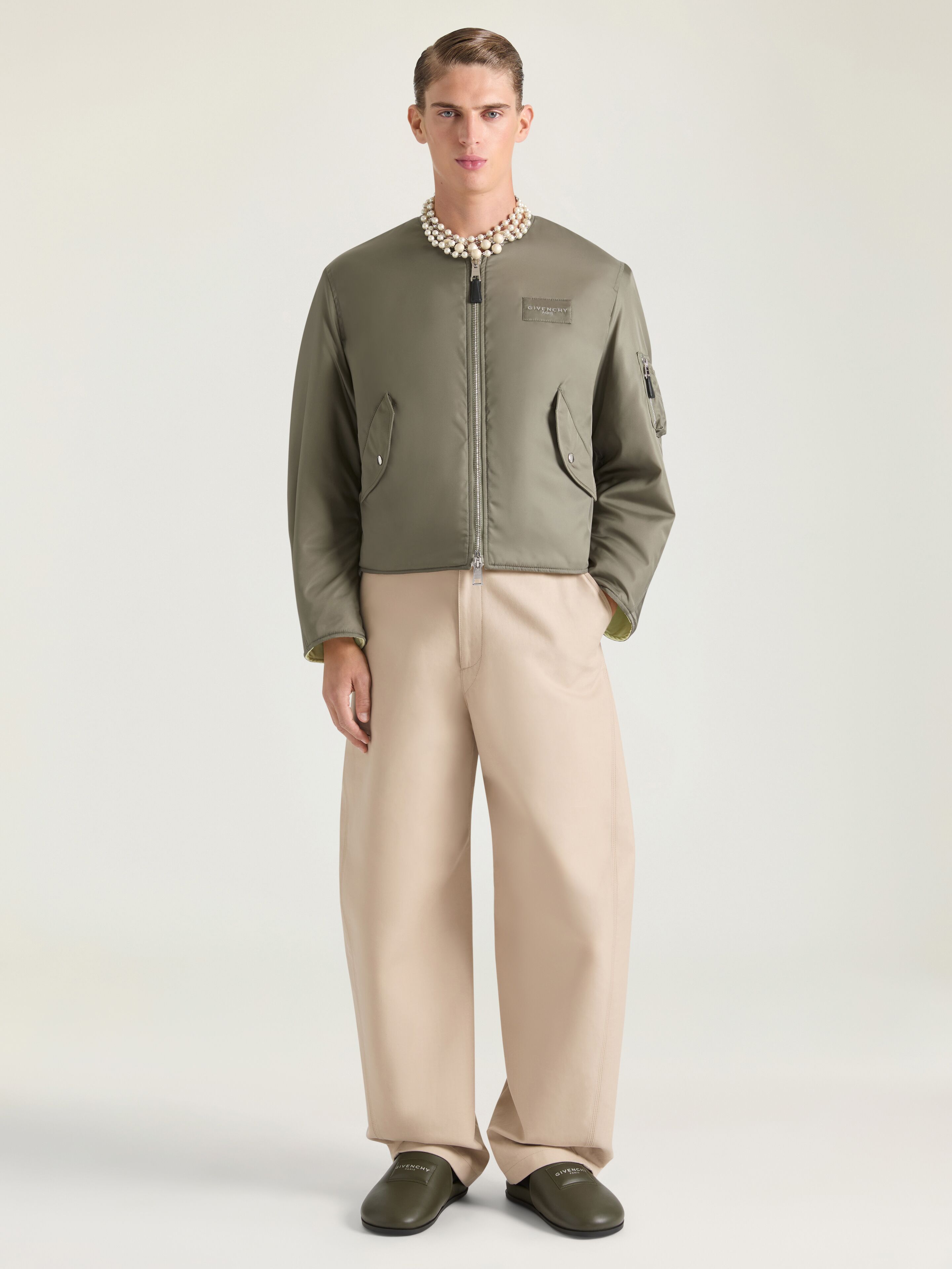 GIVENCHY スエードブルゾン MA-1 Couture Seam bomber in nylon with GIVENCHY Paris patch in - salvia