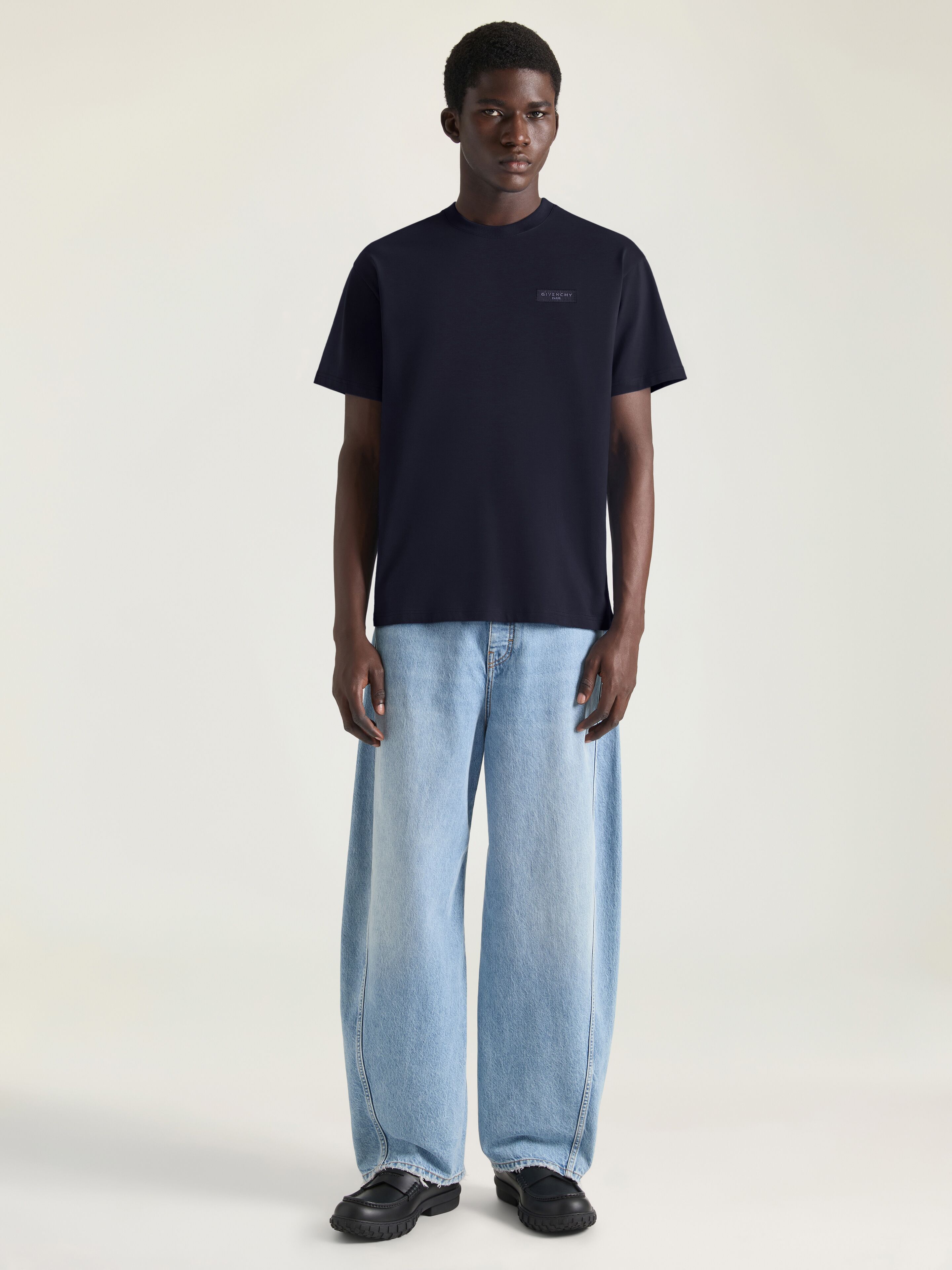 T-shirt in cotton with Givenchy Paris gros grain in - dark navy