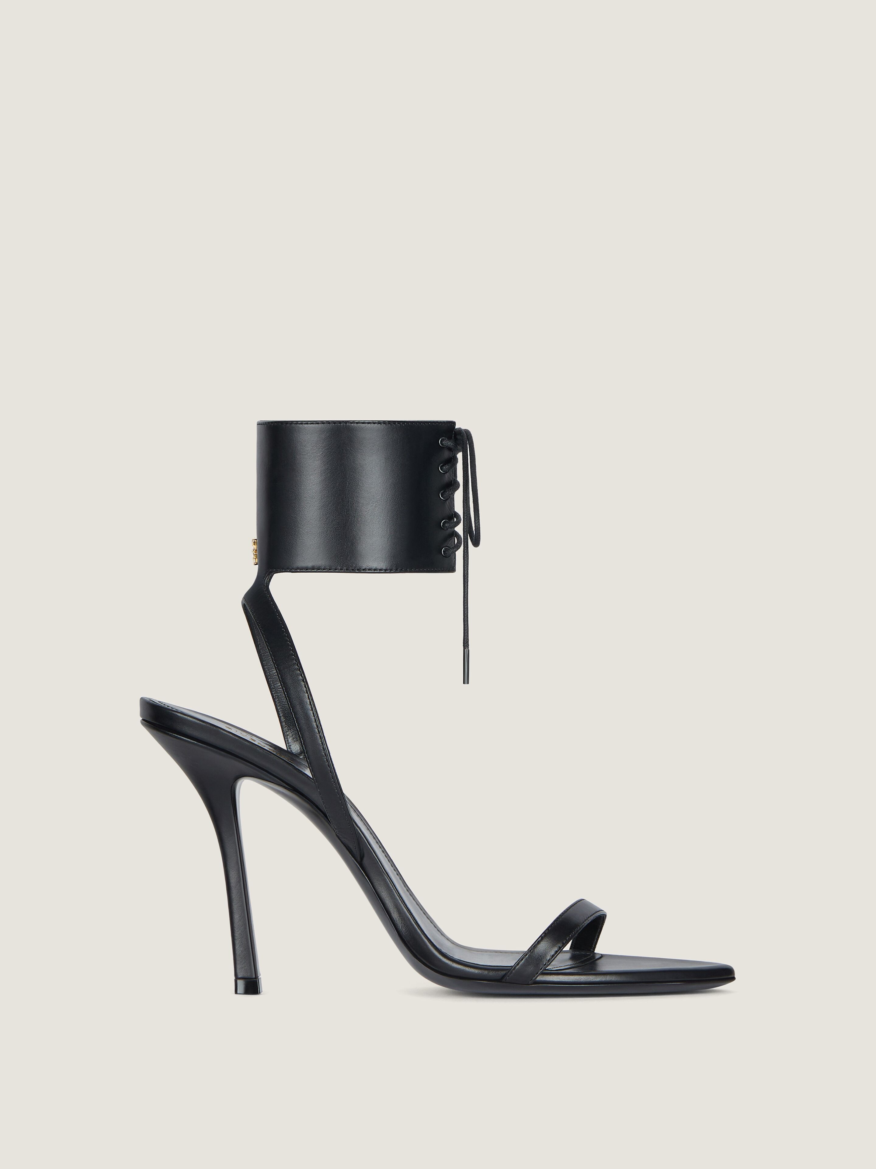4G Liquid lace-up heeled sandals in leather in - black