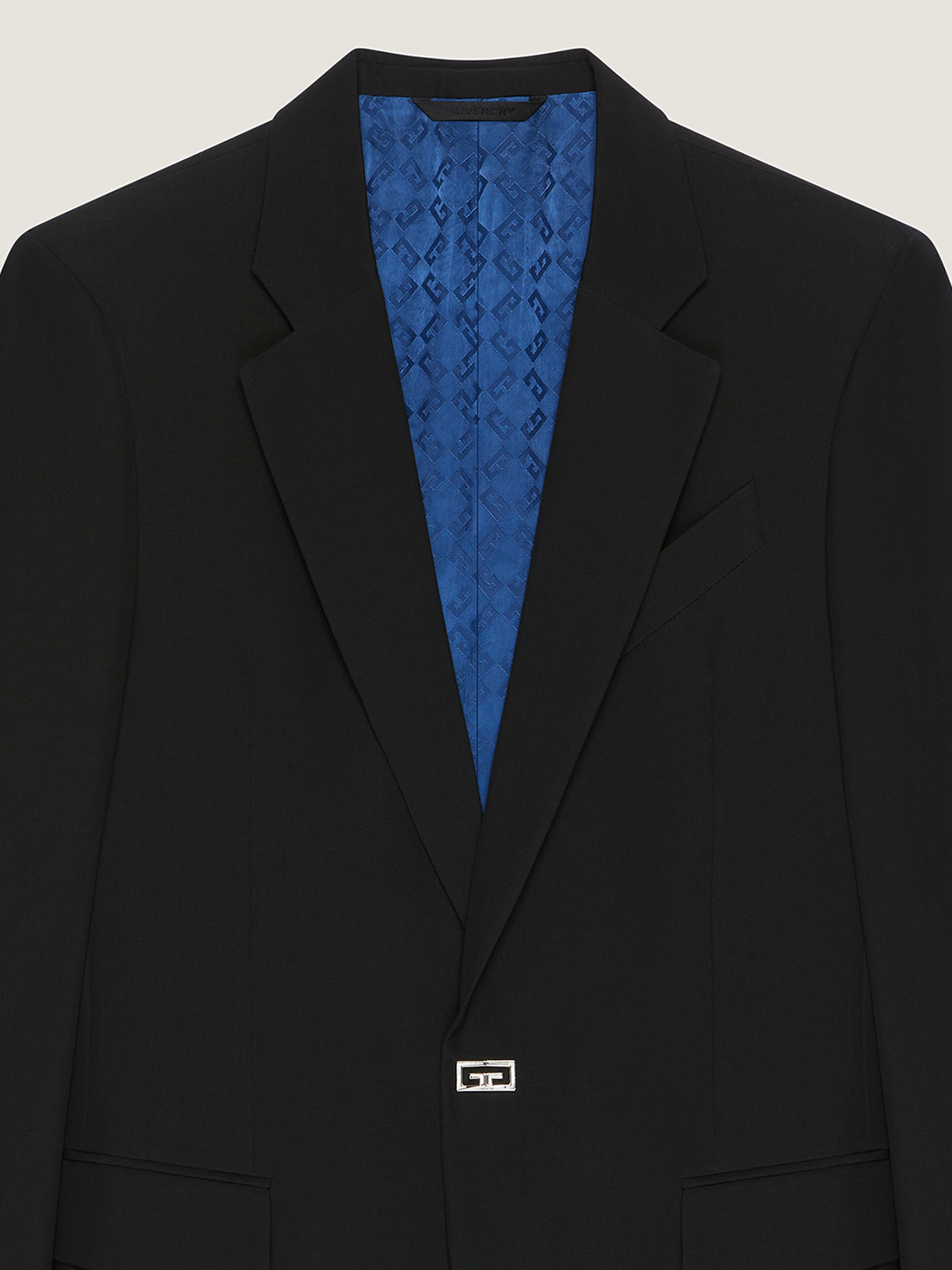 Slim fit jacket in wool with 2G clip in - black | Givenchy US