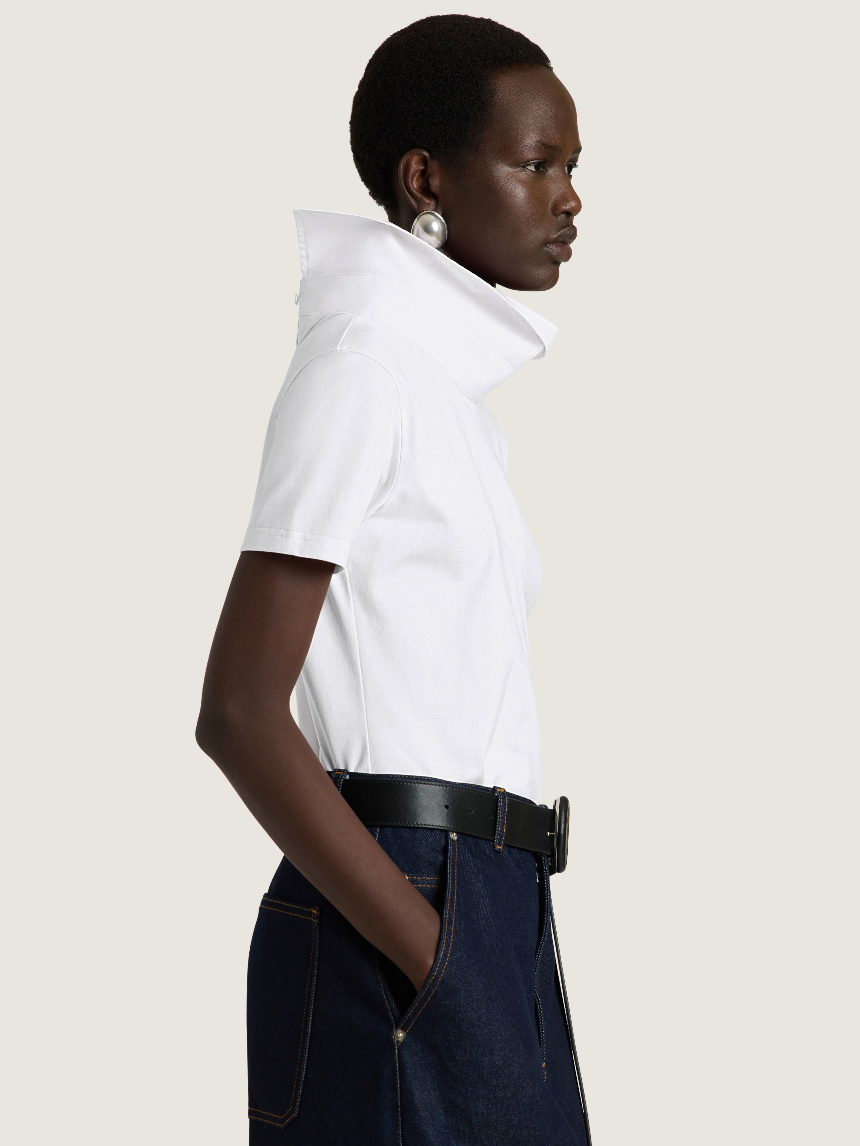 T-shirt with poplin collar in - white - BW70GE30ZP-100 | Givenchy