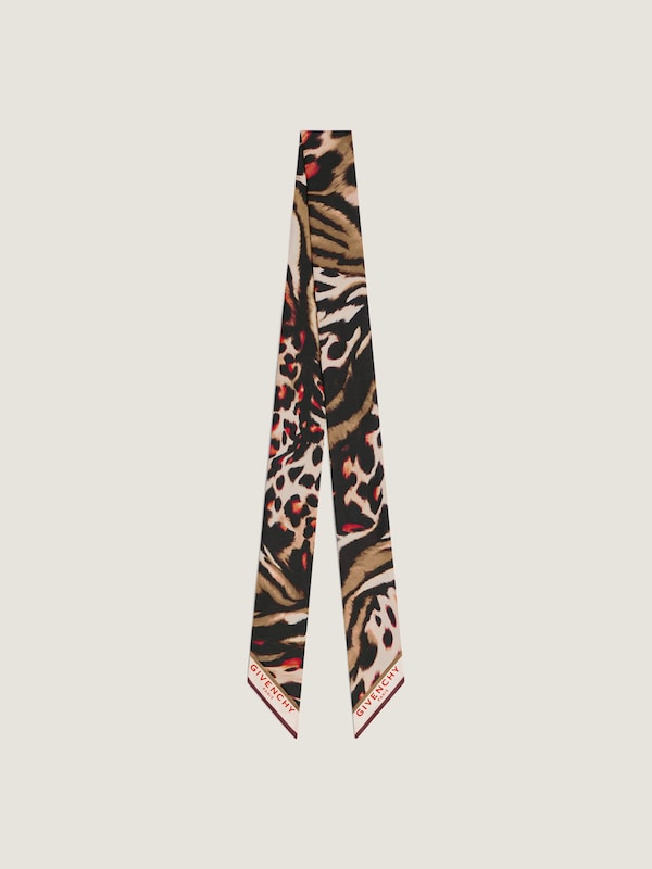 Bandeau in silk with abstract animal print