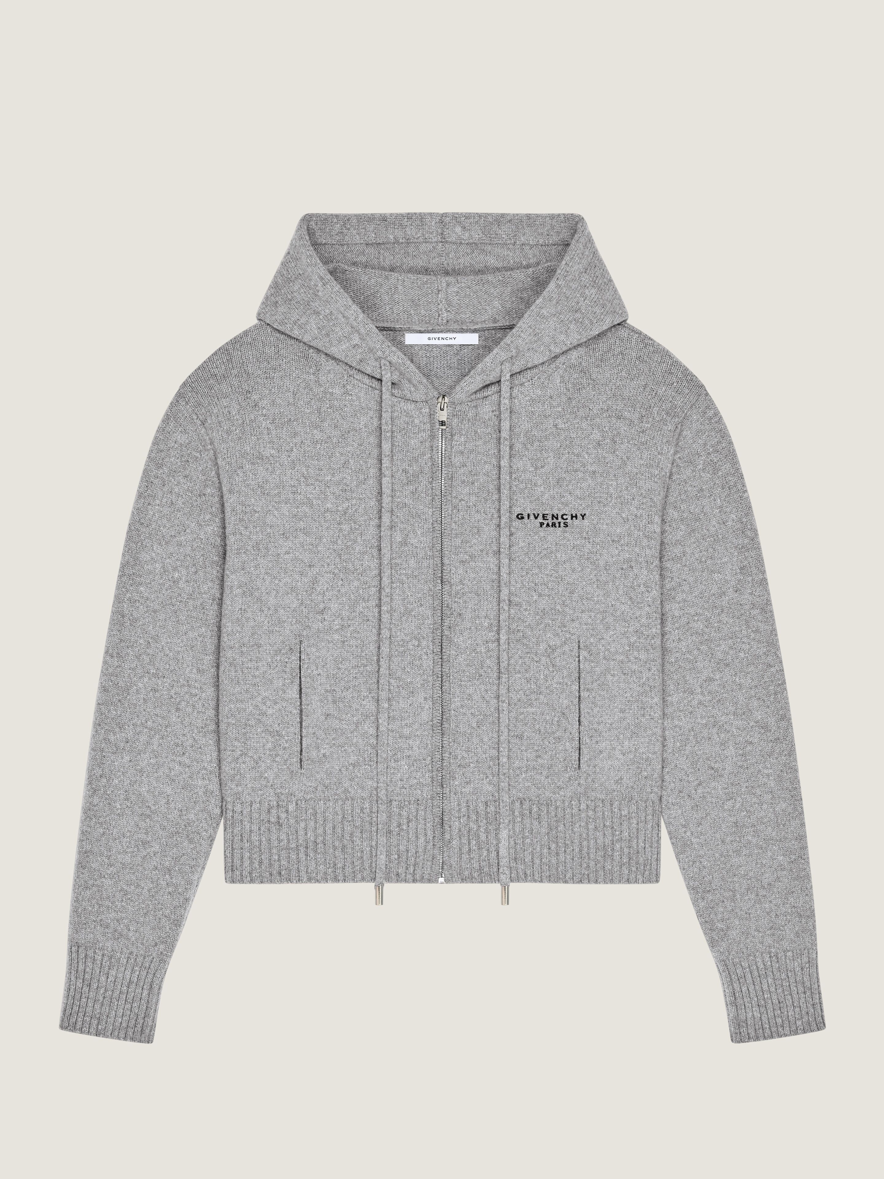 Givenchy Hoodie Zippé En Laine Et Cachemire In Gray