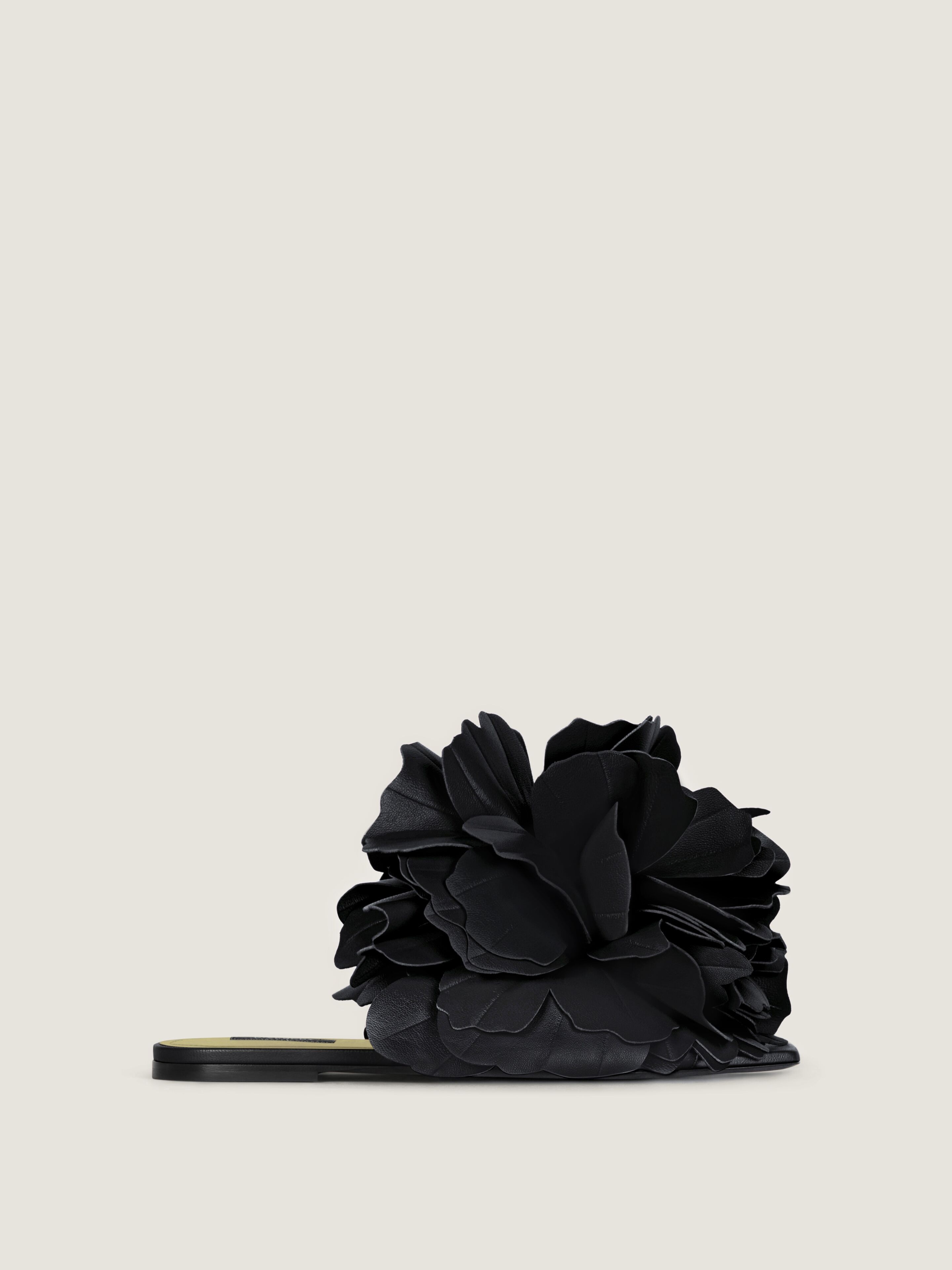 Givenchy Mules Plates Boudoir En Cuir Avec Pétales De Rose In Black