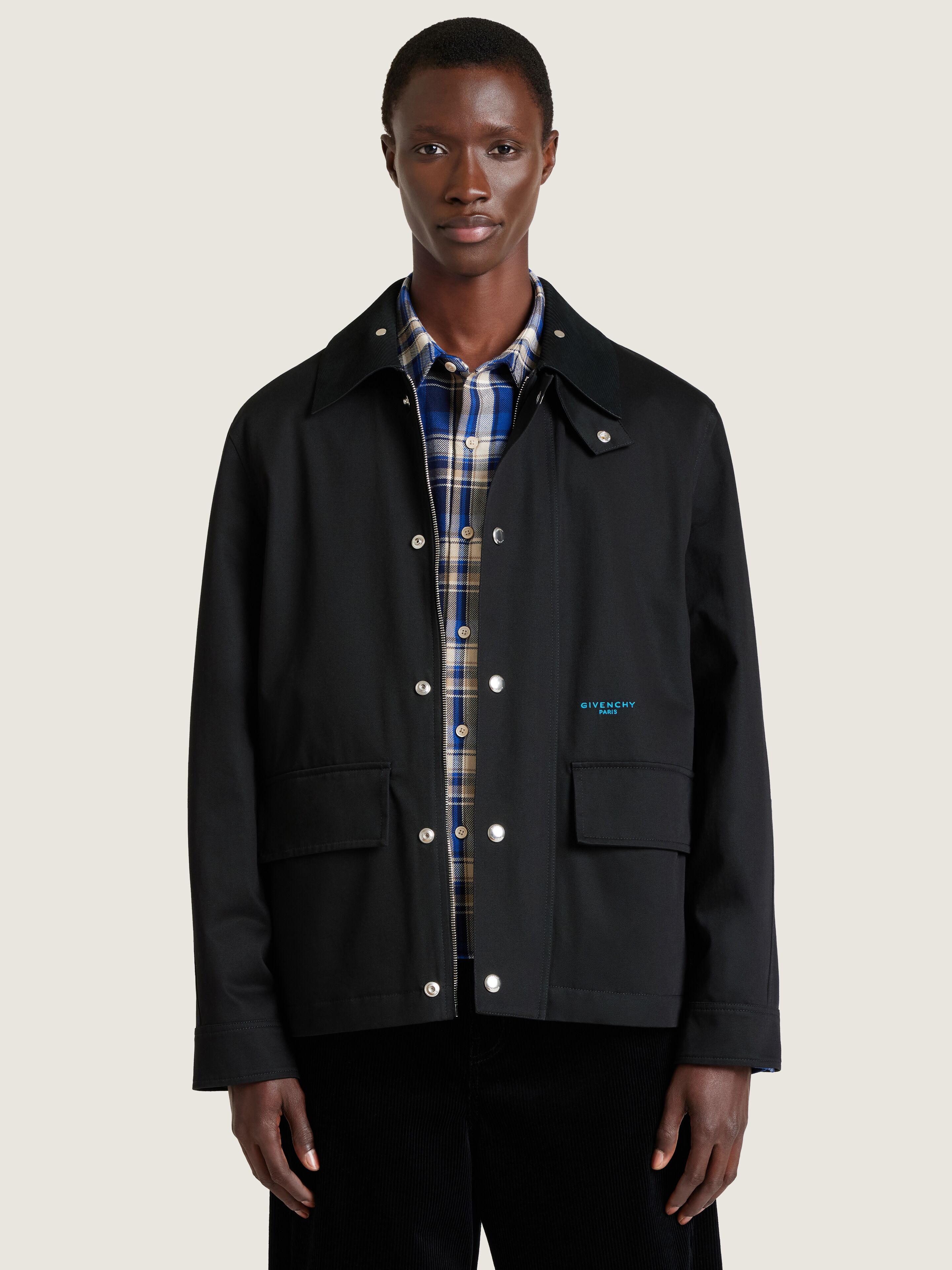 Field jacket in cotton with a checked lining | Givenchy US | Givenchy