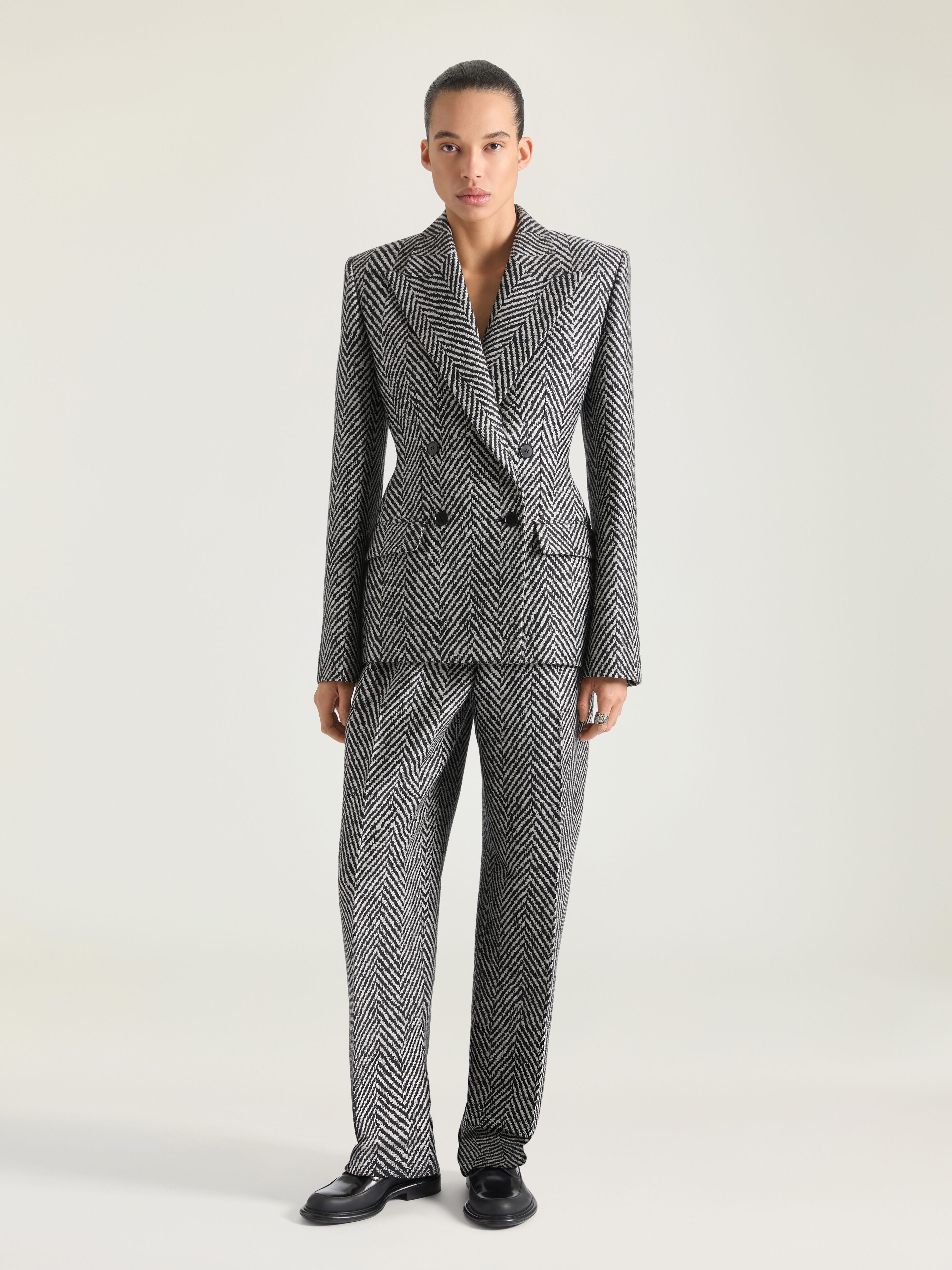 Double pleat pants in wool silk herringbone | Givenchy GB