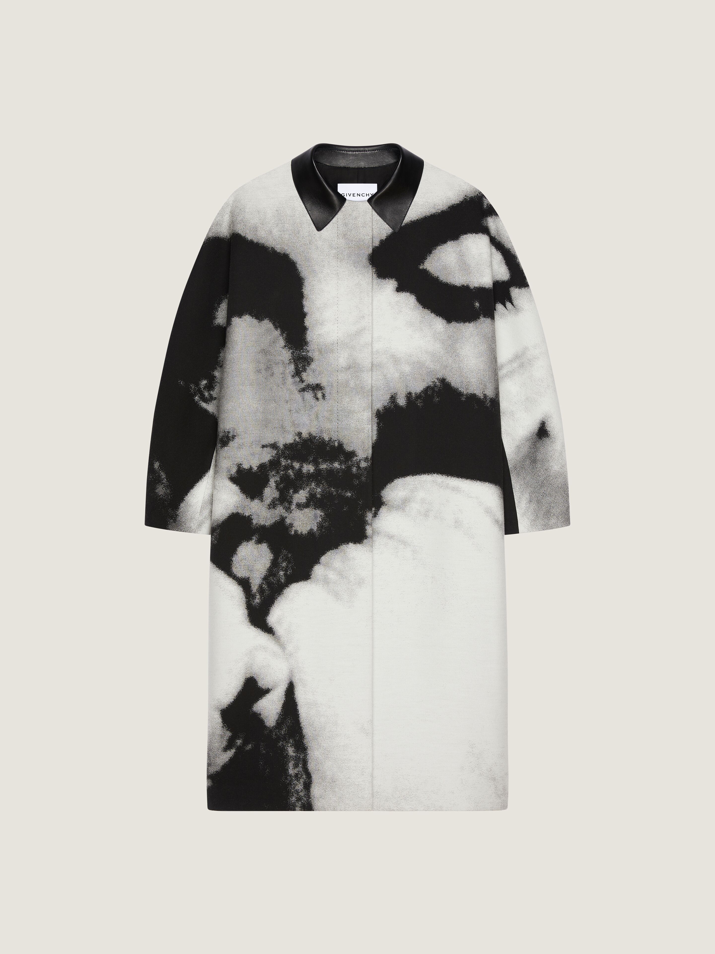 Givenchy Car Coat In Cotton With Portrait Jacquard In Multi