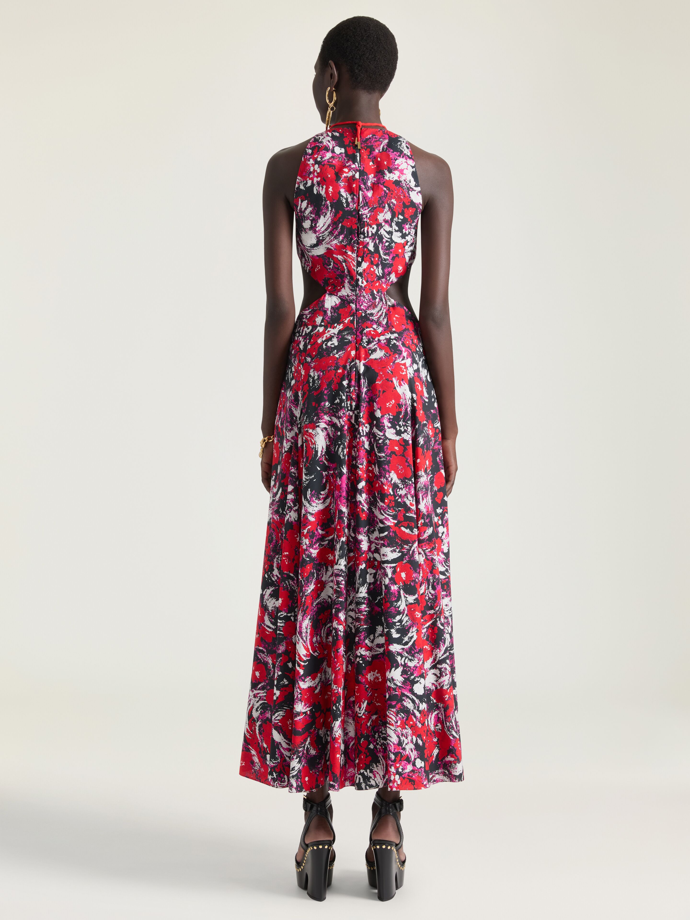 GIVENCHY ジバンシー　ワンピース　バラ　フラワー Slashed dress with floral print in - fuchsia - BW22PS16F6-675