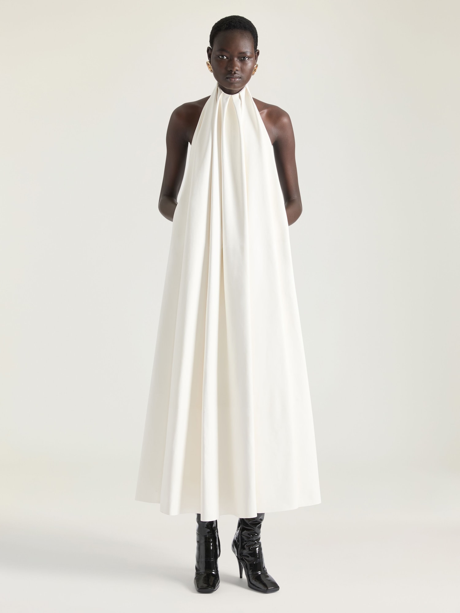 Givenchy - Halterneck Evening Dress In Leather - White - Lamb Leather - Women - Size: 38