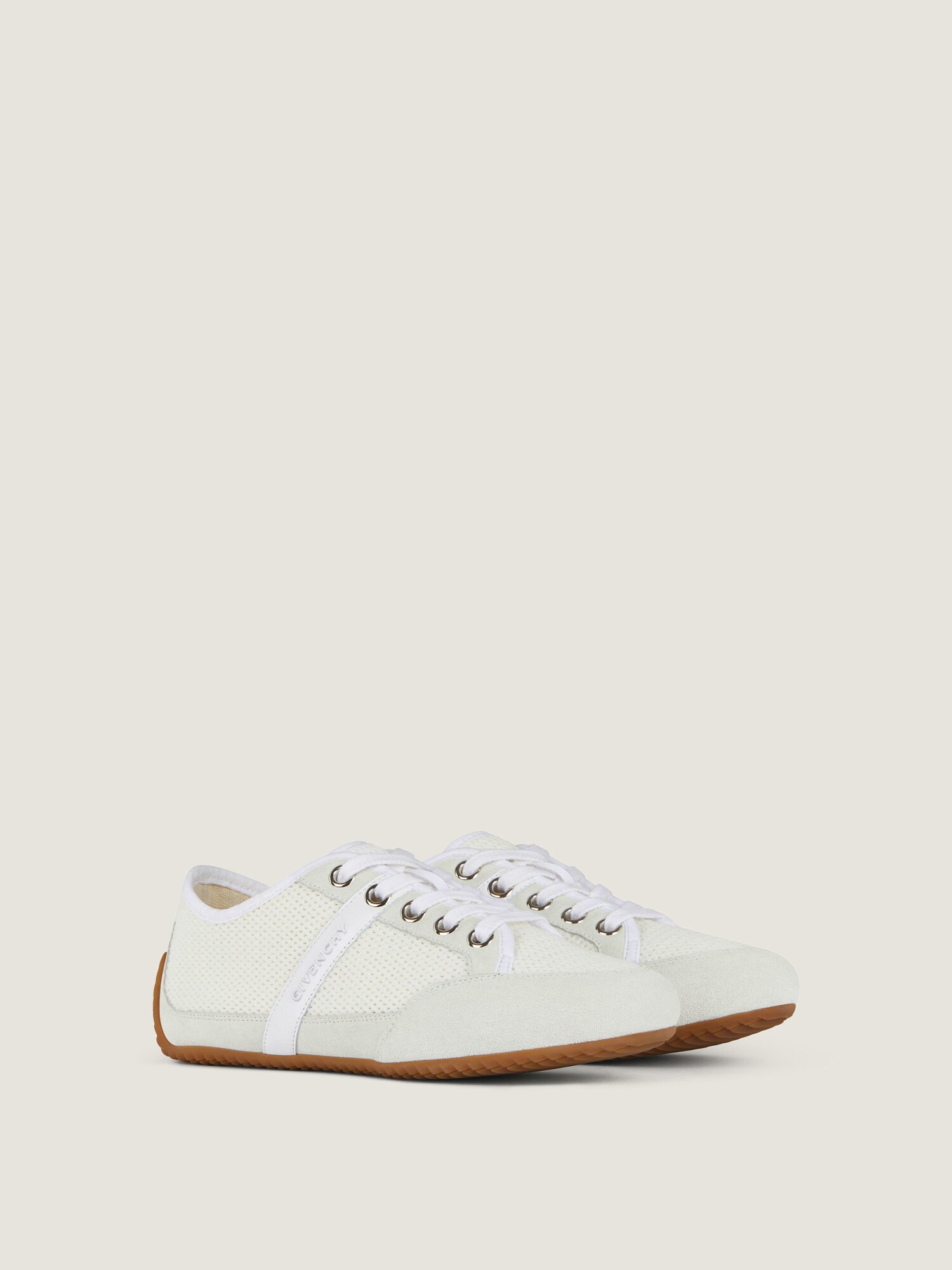 Slim sneakers in mesh and suede in - white - BE004KE2E3-100 