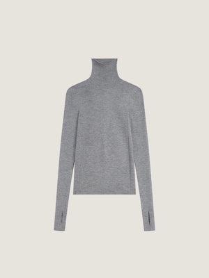 Pull col roulé en laine et soie