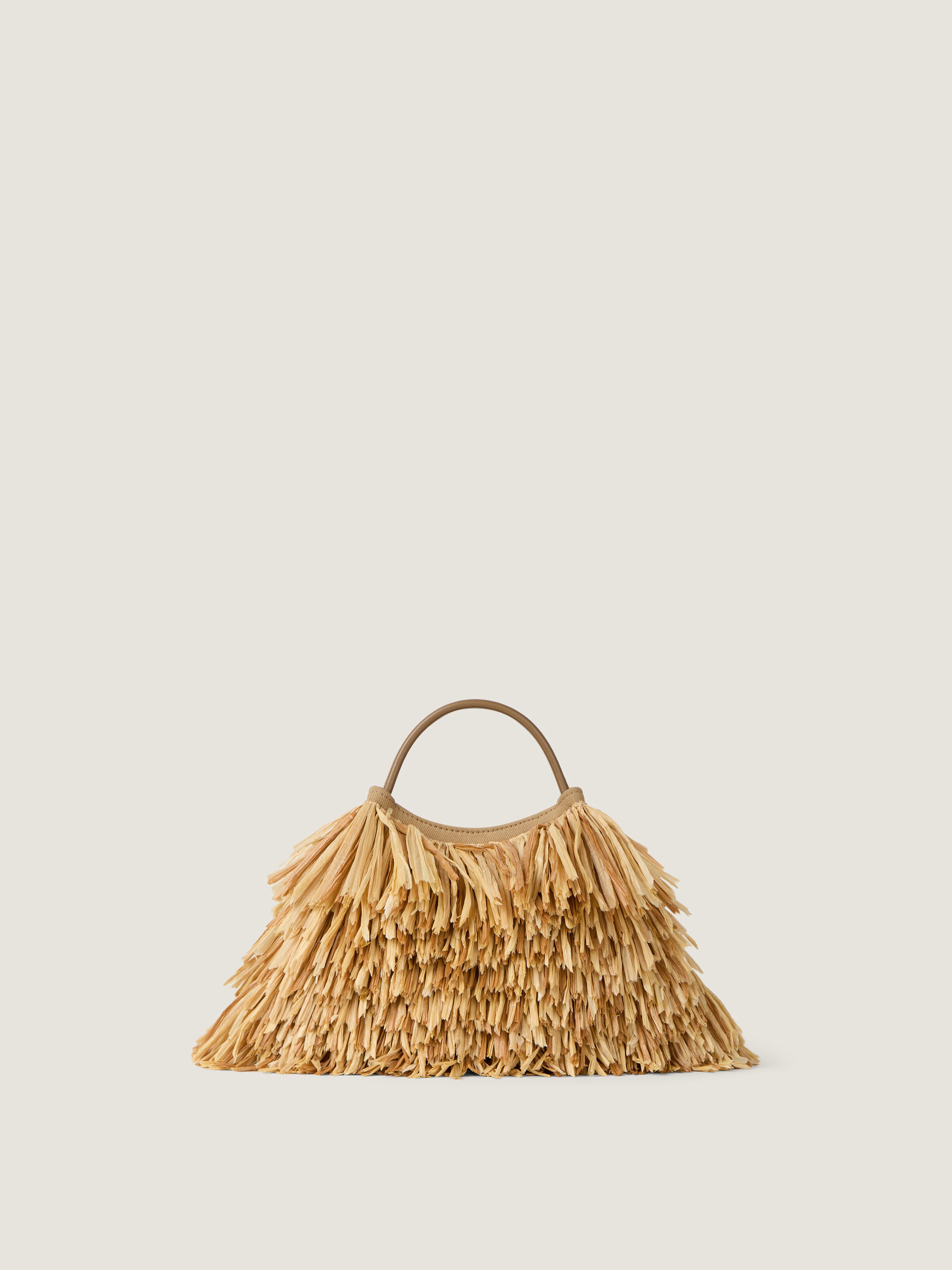Givenchy Sac Cabas Nano Facet En Raphia Avec Franges In Brown