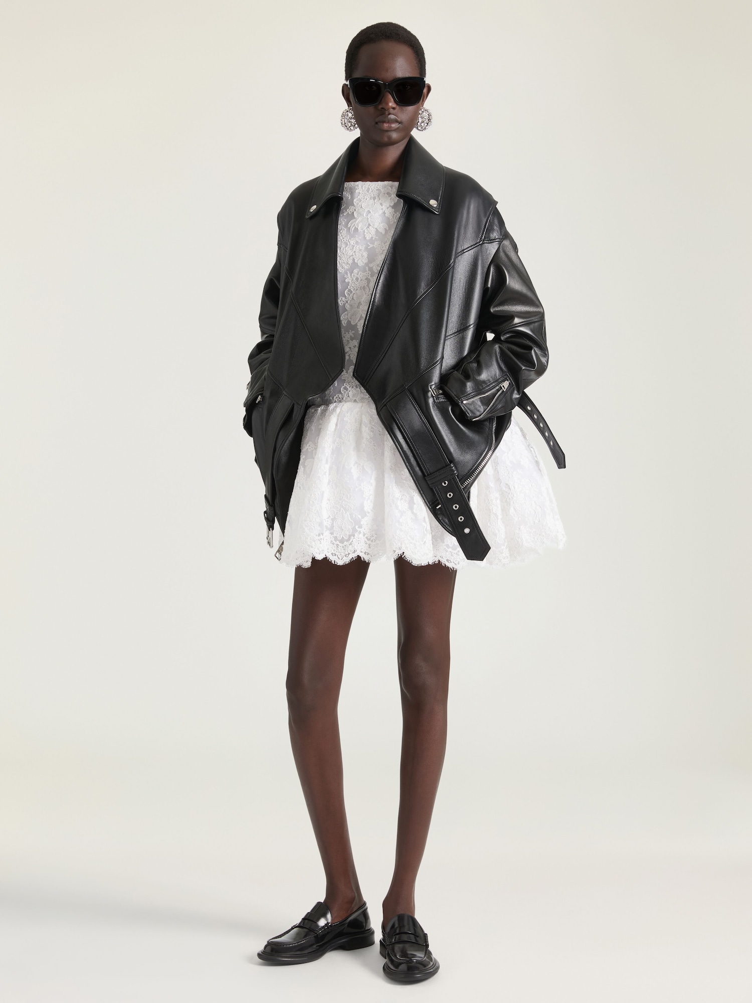 Back-to-front biker jacket in leather