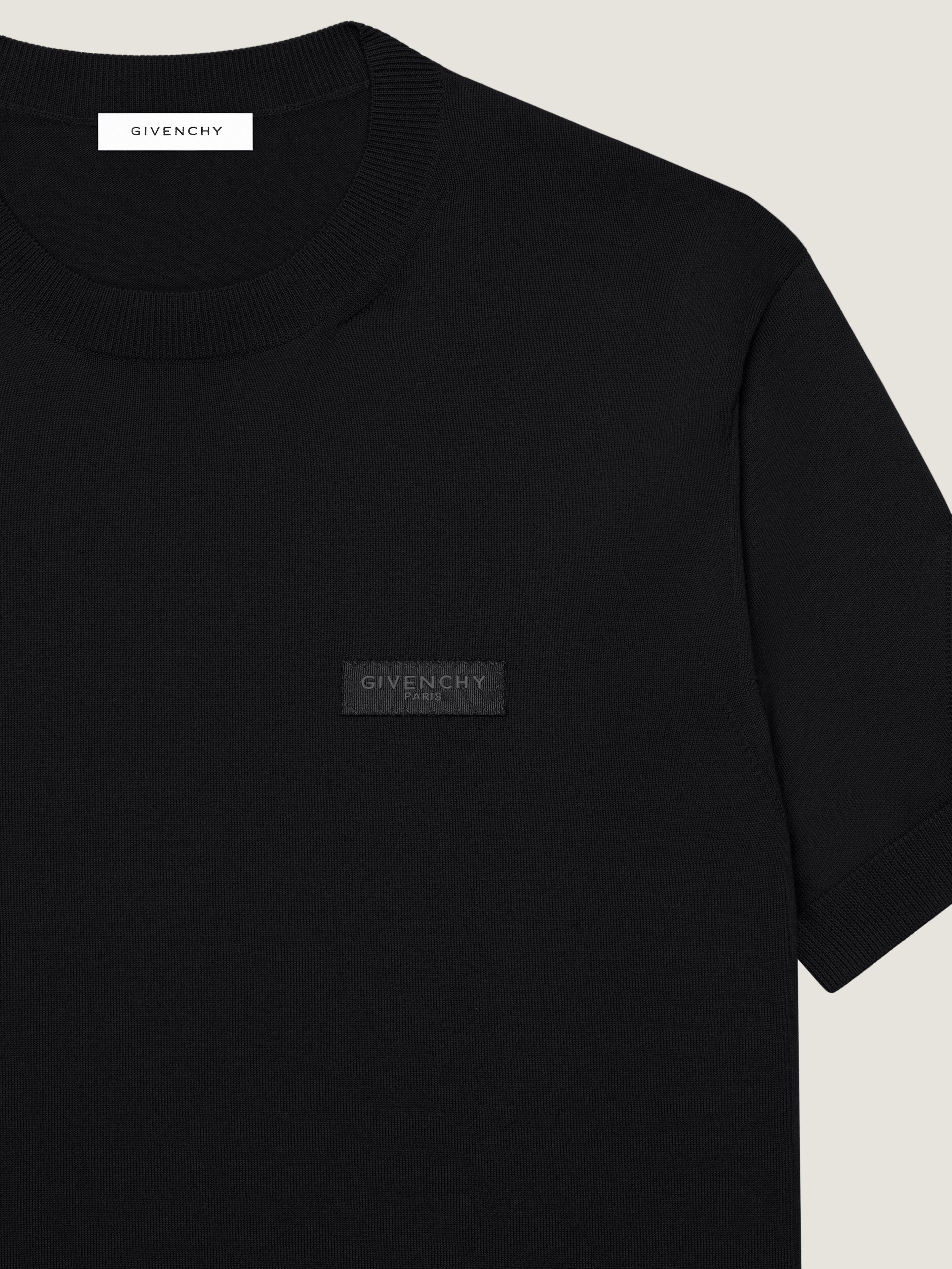 Couture Seam t-shirt in knit with gros grain detail in - black