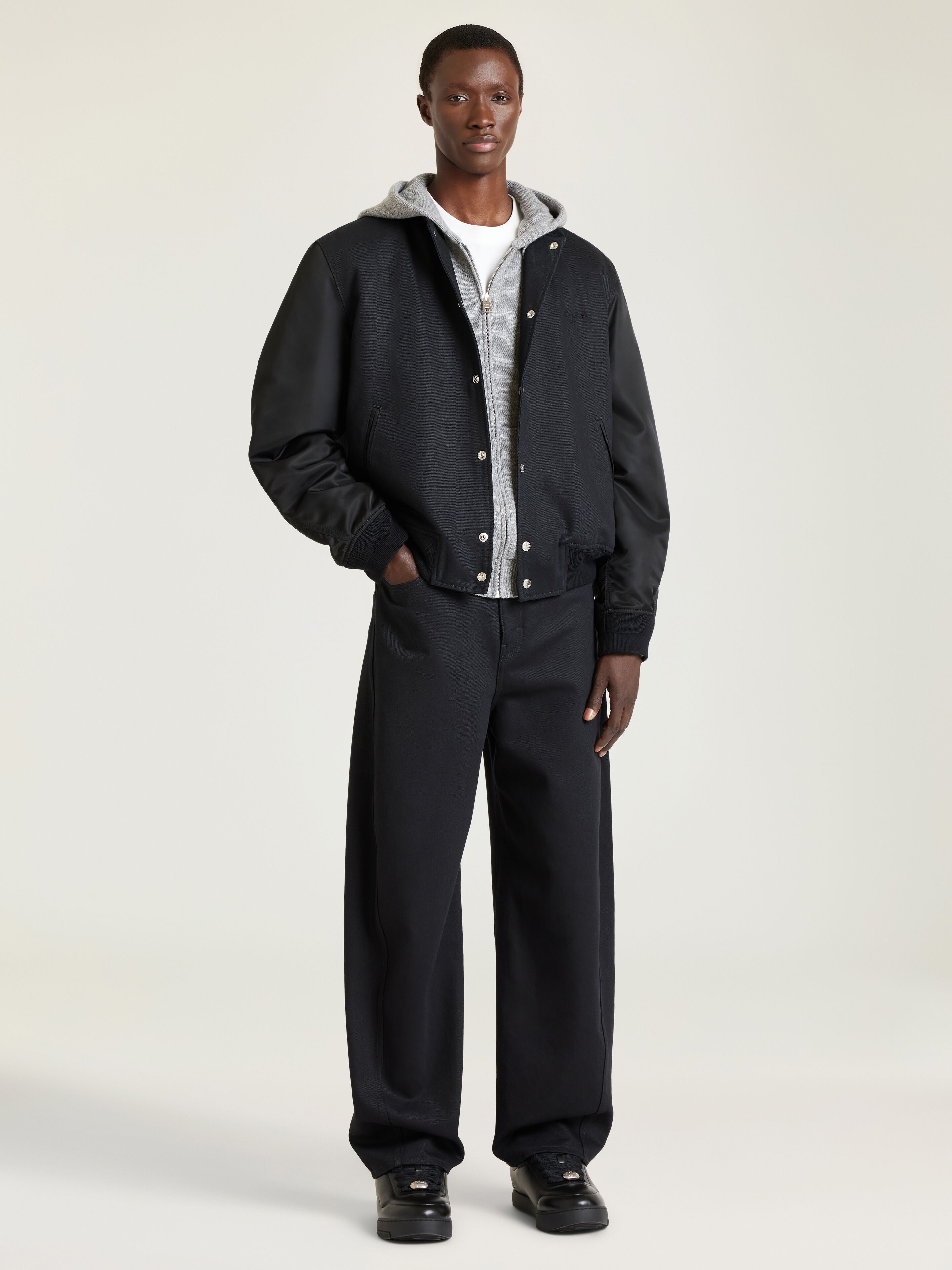 Mix material blouson with Givenchy Paris embroidery | Givenchy US