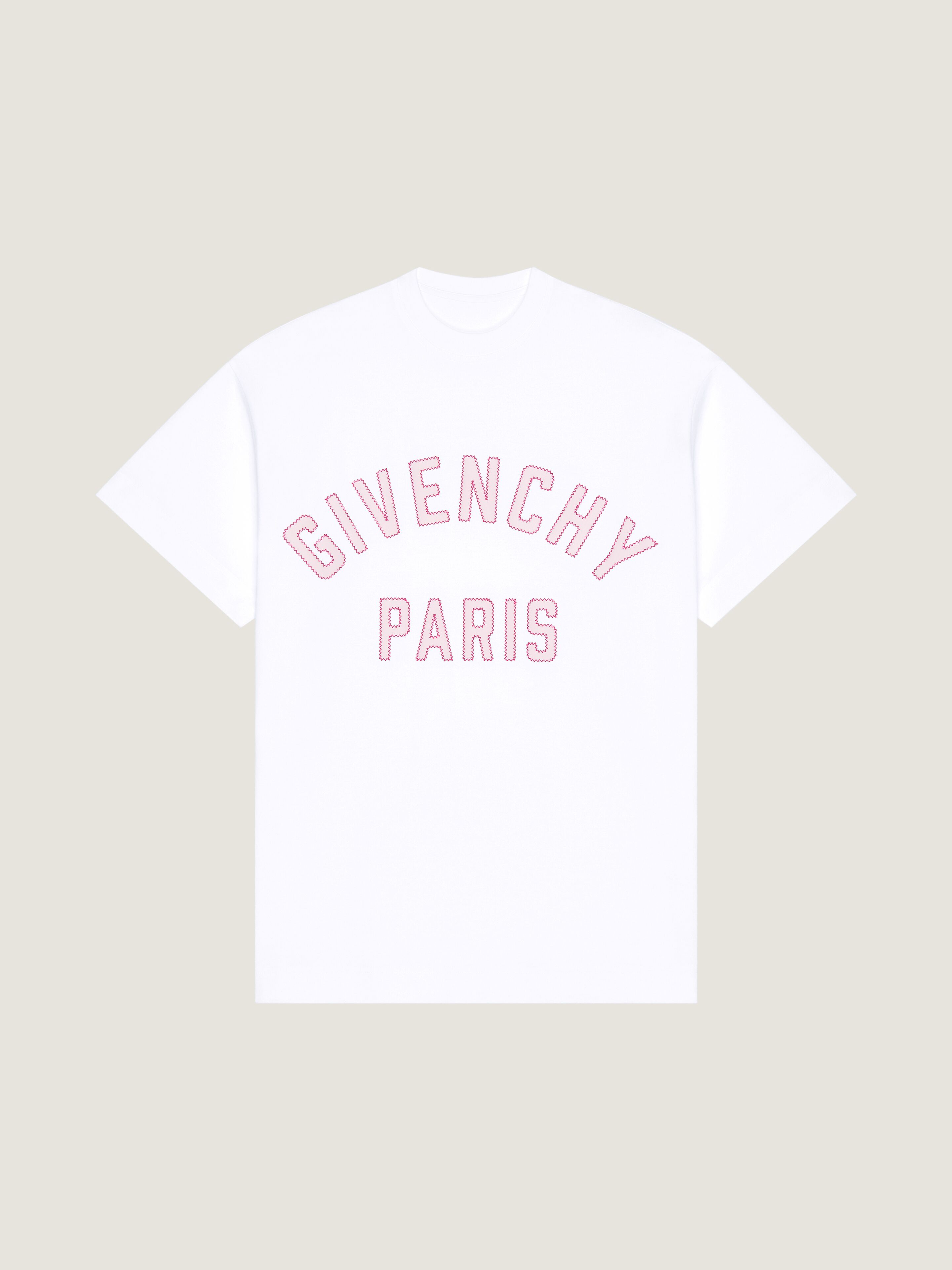 Givenchy T-shirt In Cotton With  Paris Embroidery In White