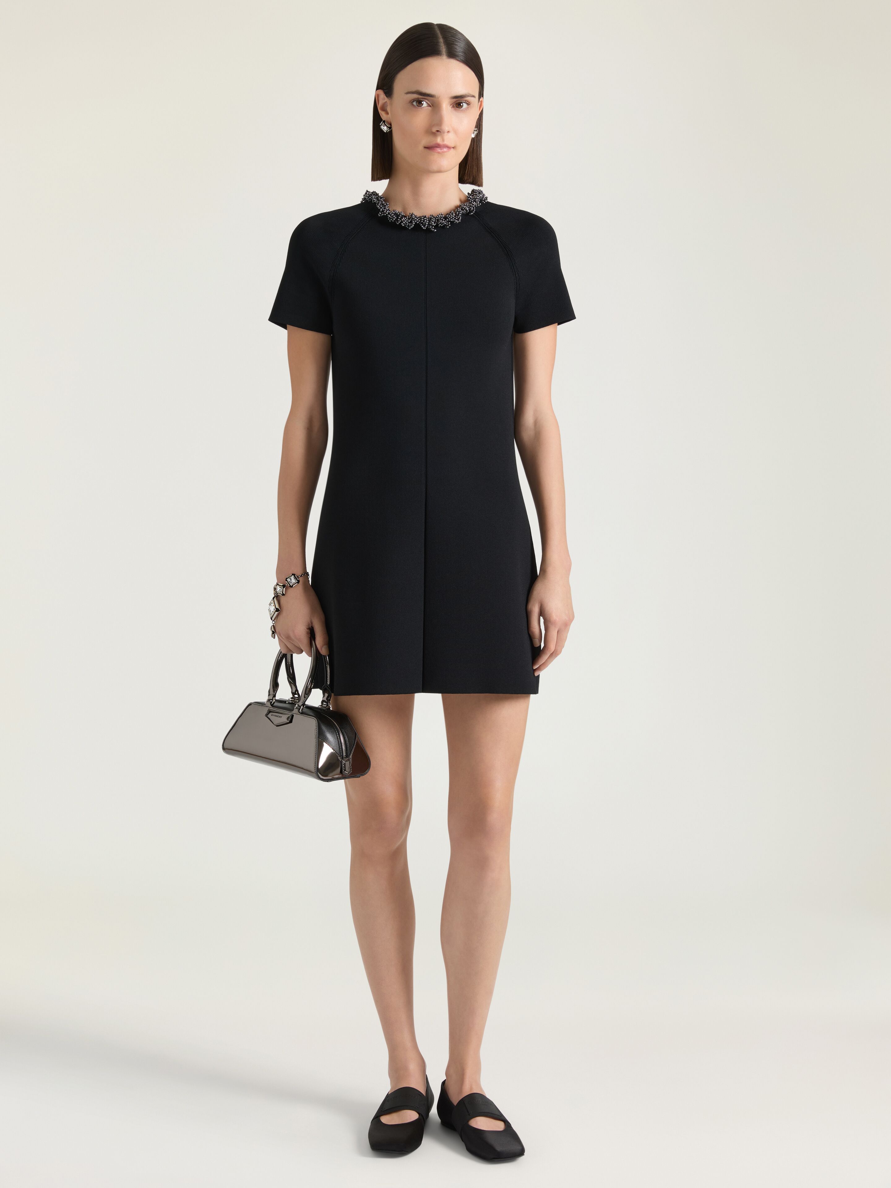 Mini Antigona East-West bag in mirror effect leather in - gun