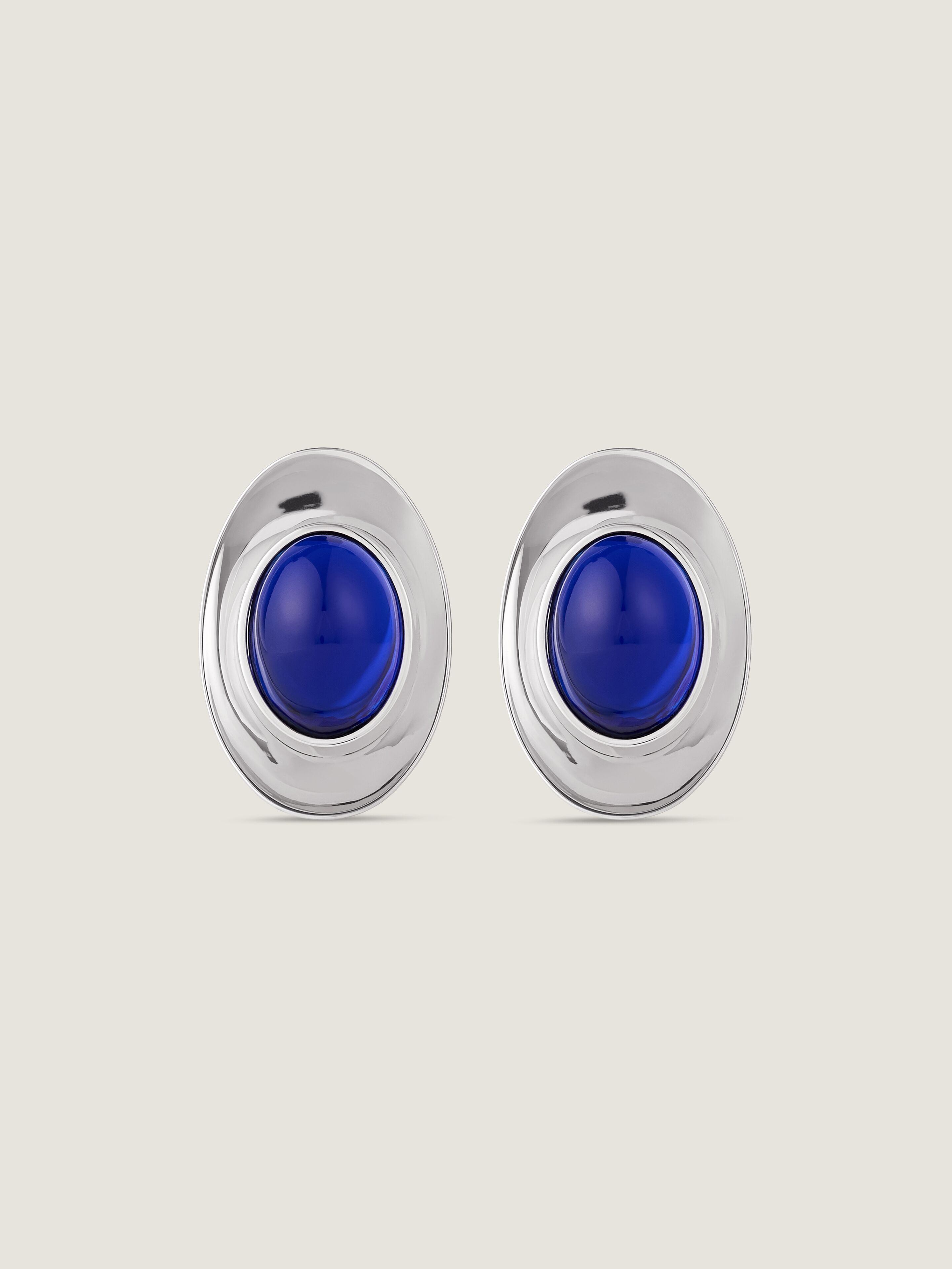 Givenchy Sculpted Gem Earrings In Metal And Resin In Blue