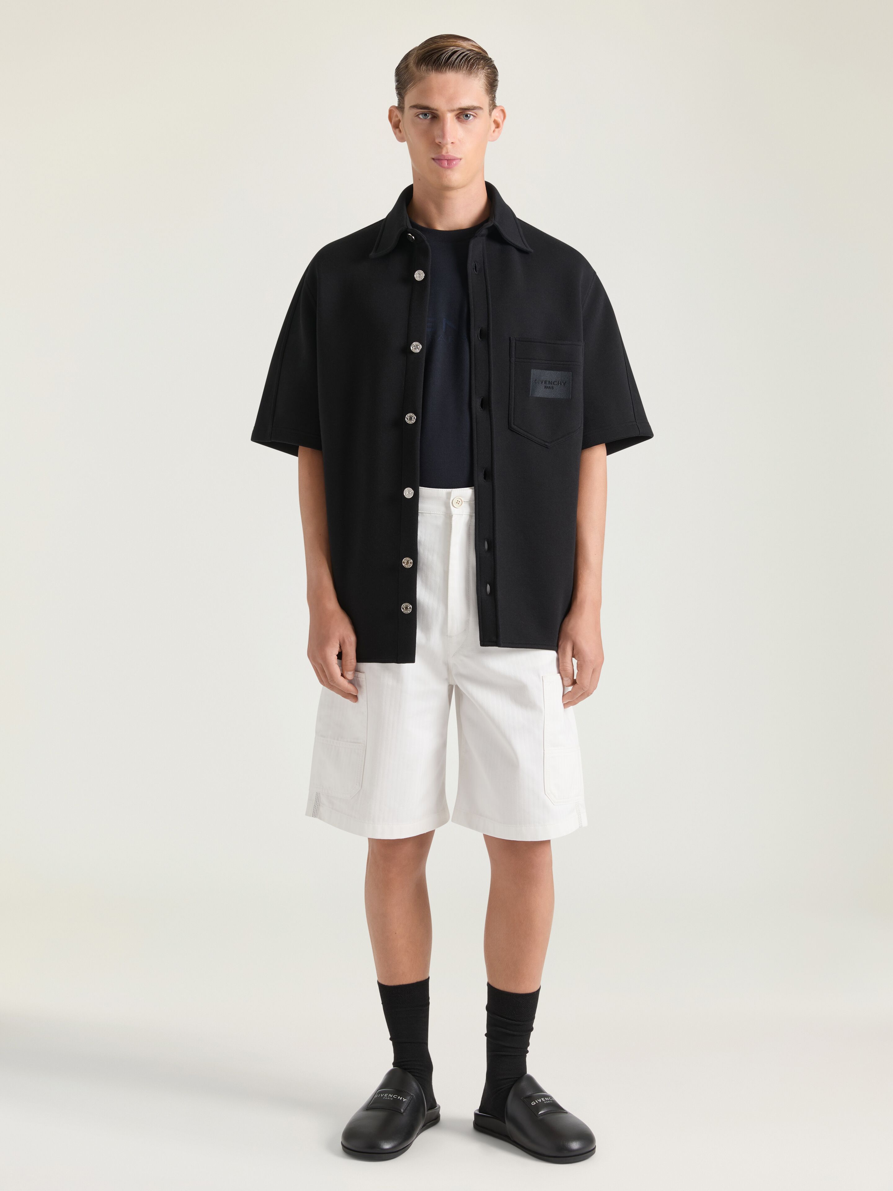 Shirt in scuba with GIVENCHY Paris patch in - black/dark grey
