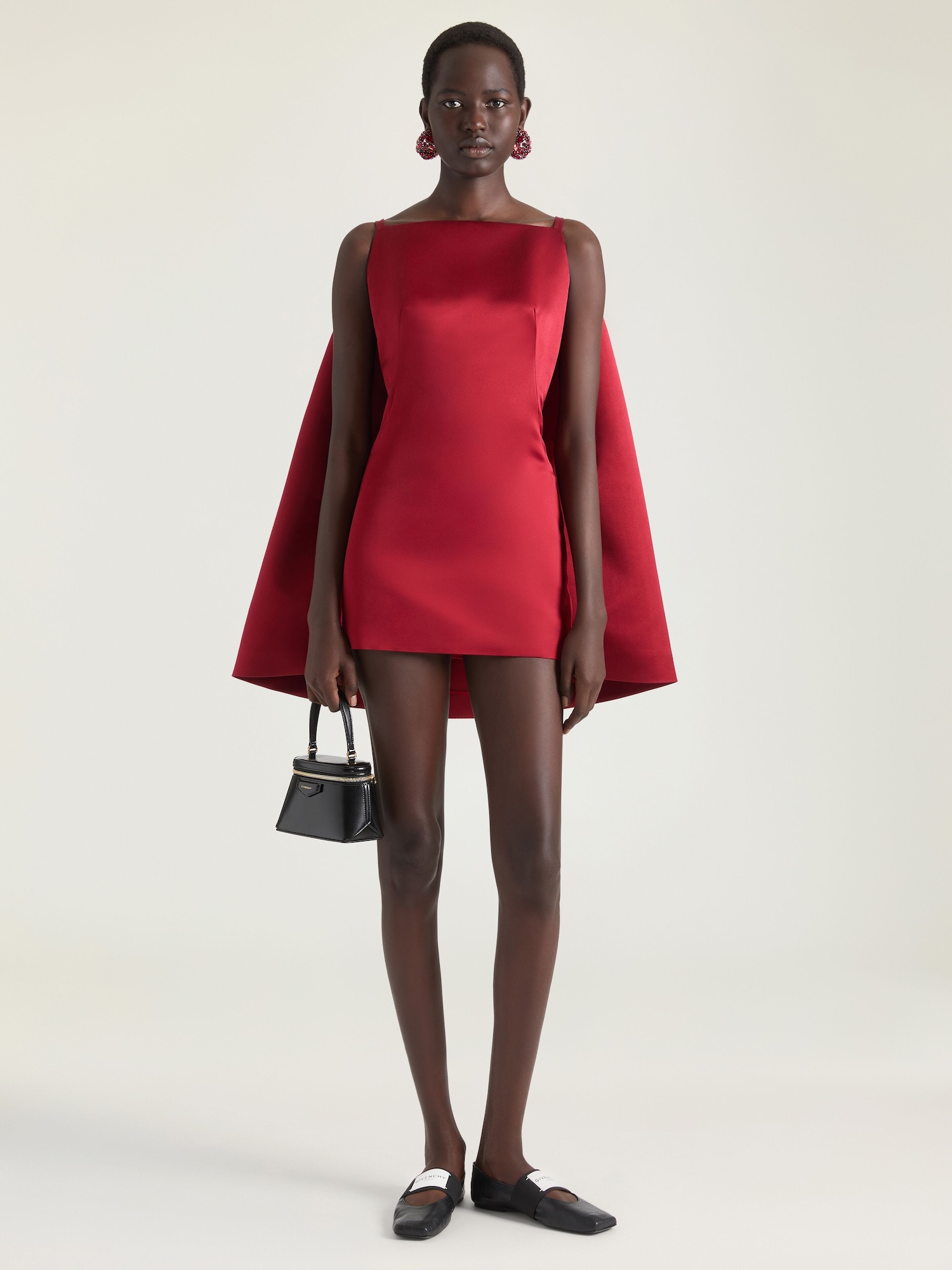 strapless open back dress Red Lace Cape + dress main image 0