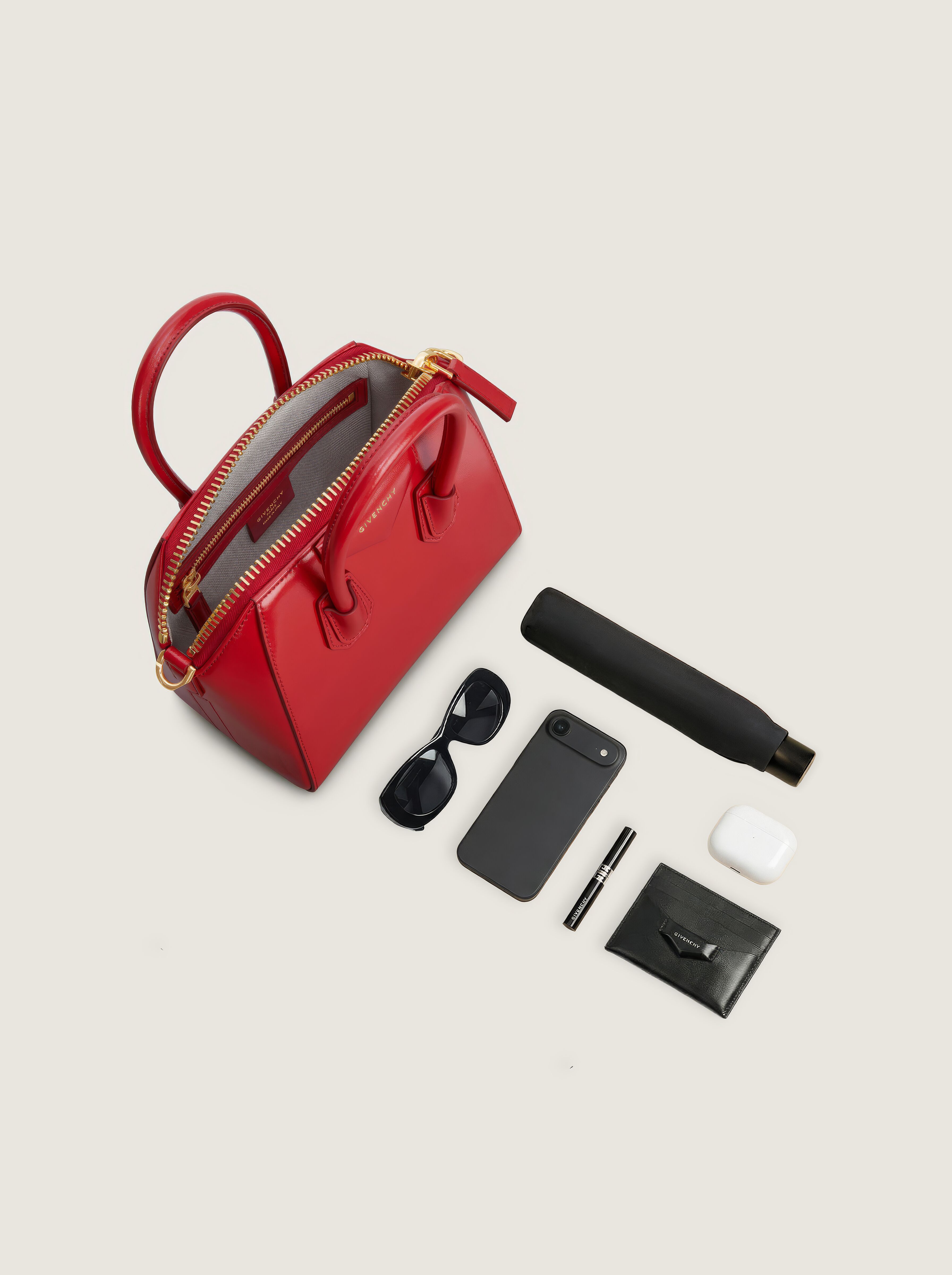 Mini Antigona bag in Box leather in - vermillon - BB5148B13A-640