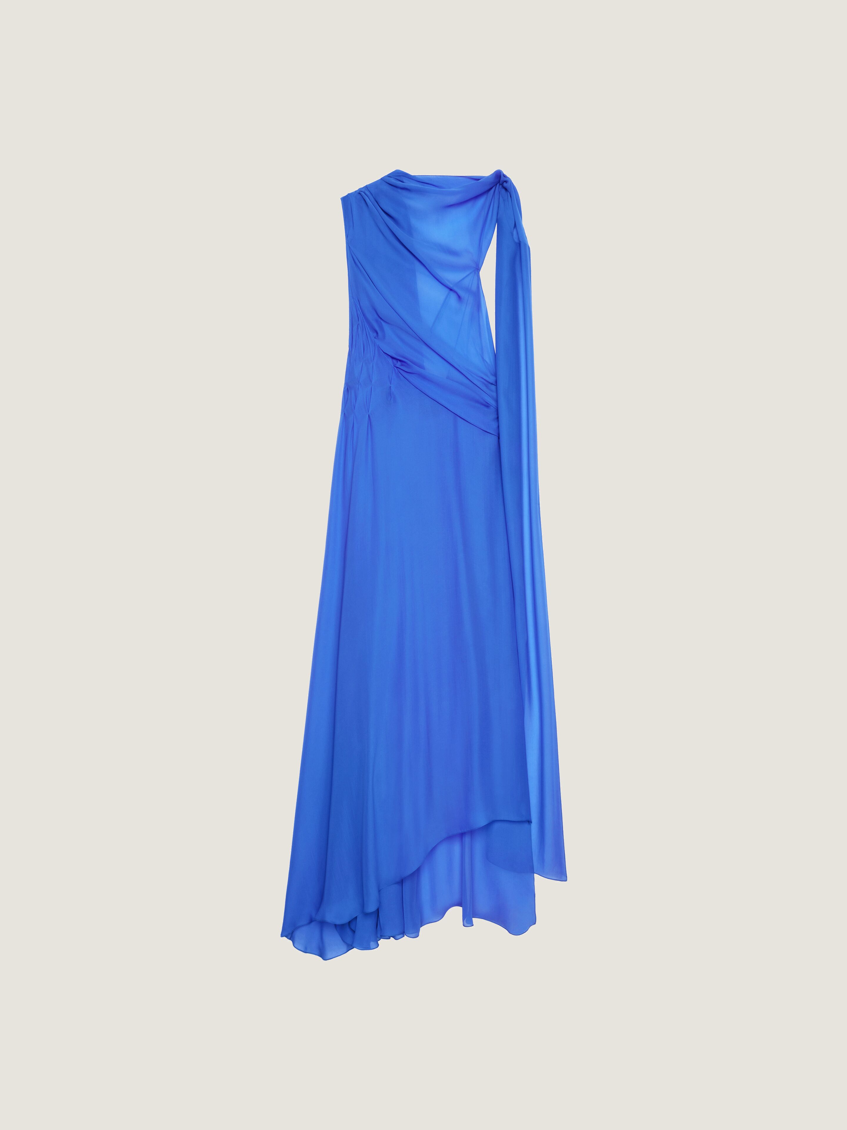 Draped dress in satin with lavallière in - iris purple
