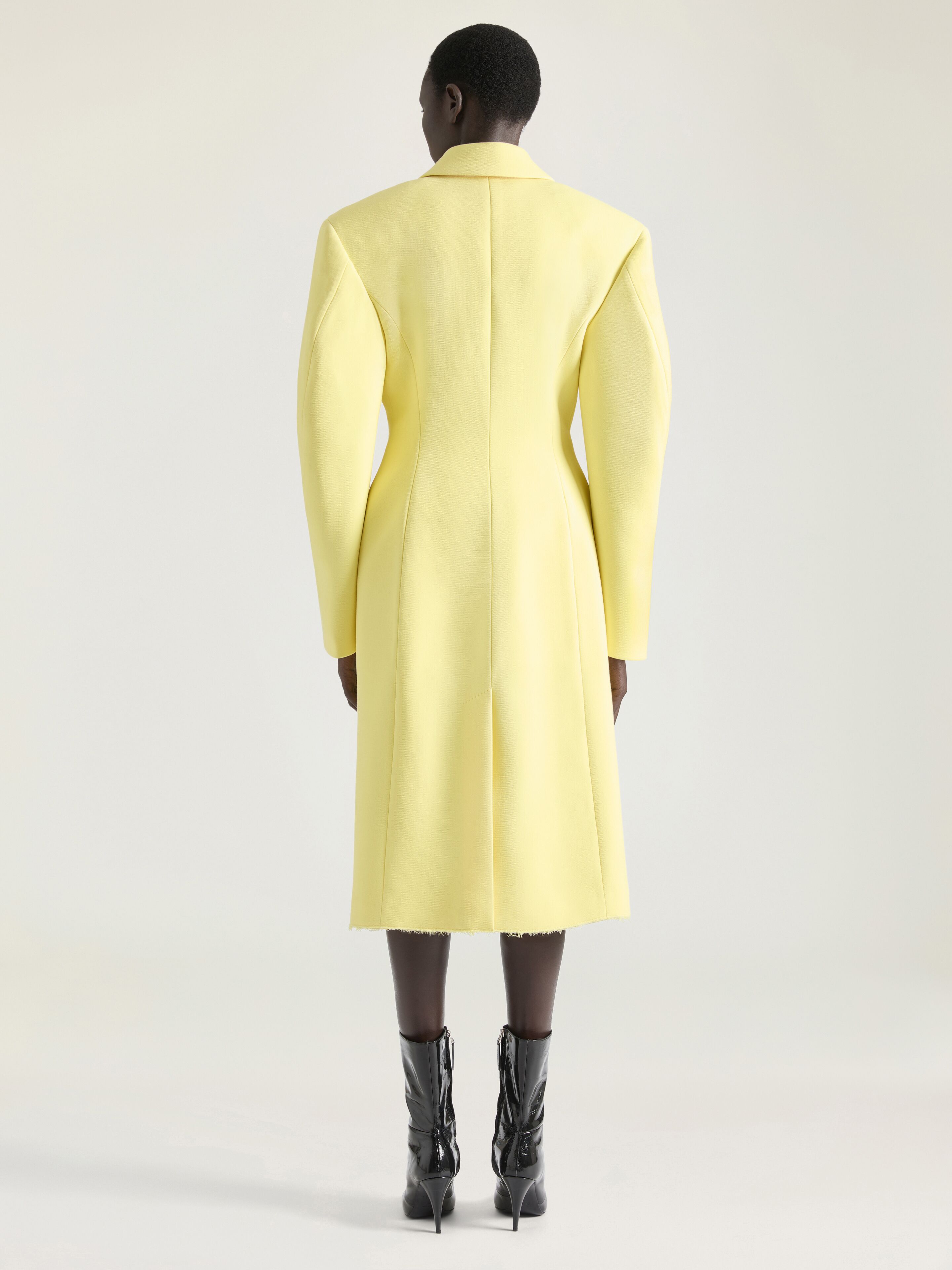Cocoon fitted coat in wool in - acid yellow - BWC0E6167R-725