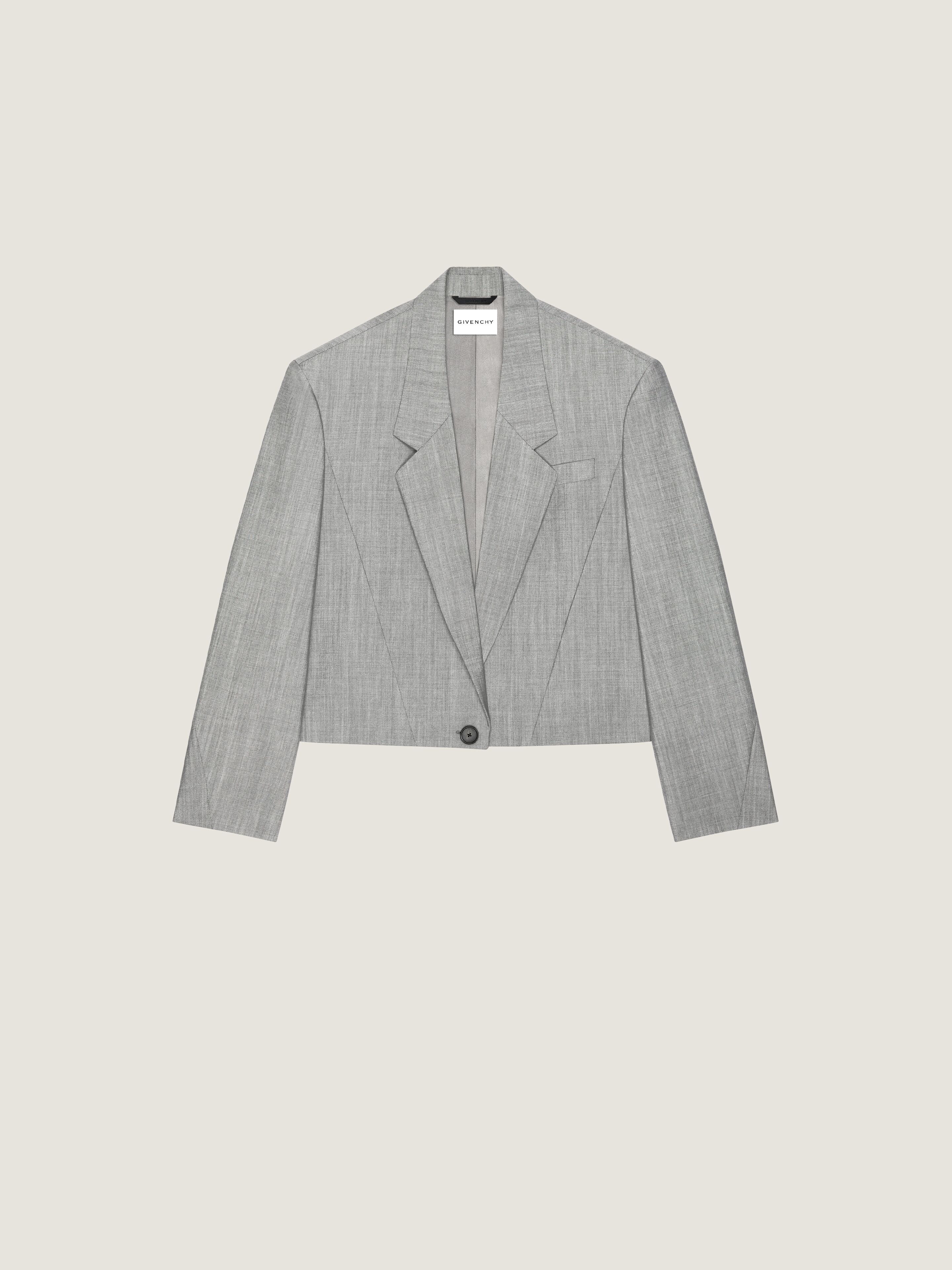 Givenchy Single-breasted Cropped Jacket In Wool And Mohair In Multi