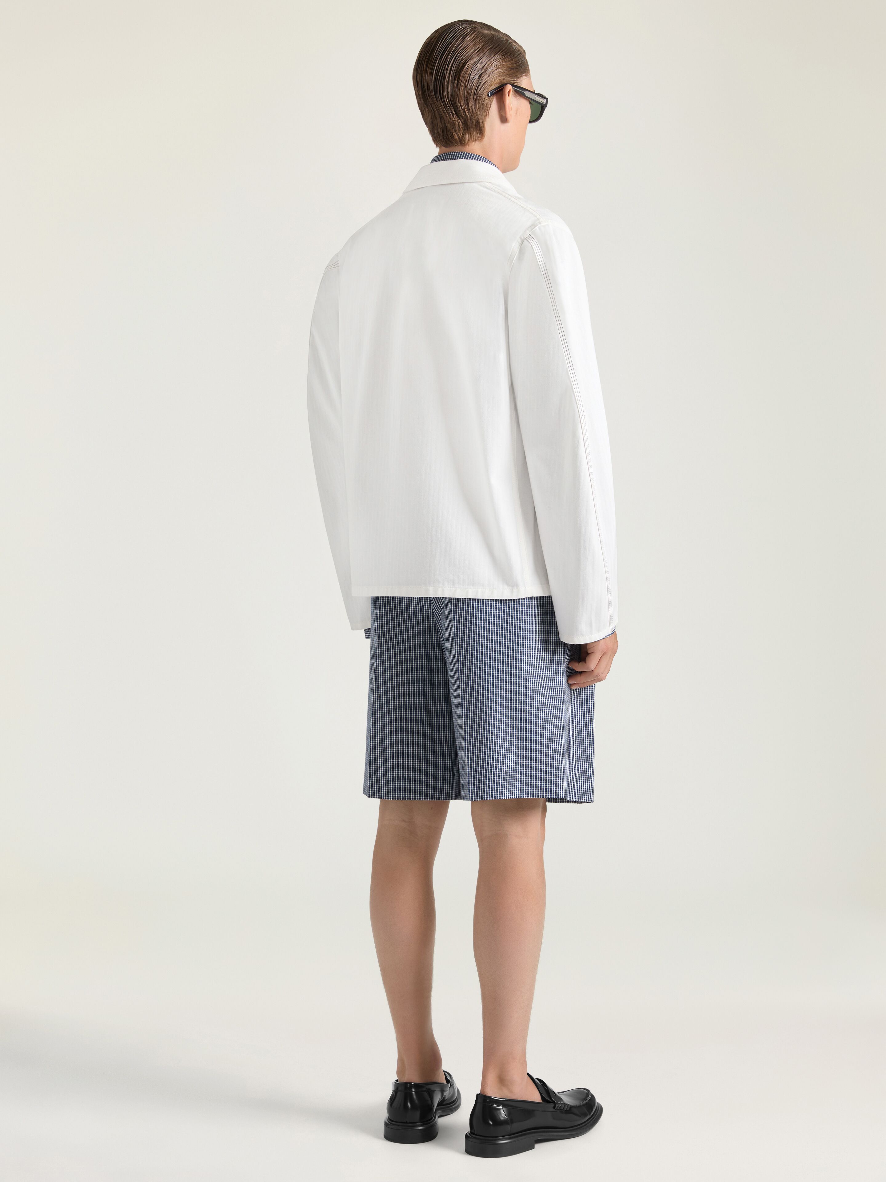 90s GIVENCHY イタリア製リネンシャツブルゾン白オフホワイトアーカイブ Couture Seam jacket in denim embroidered Givenchy Paris in - white