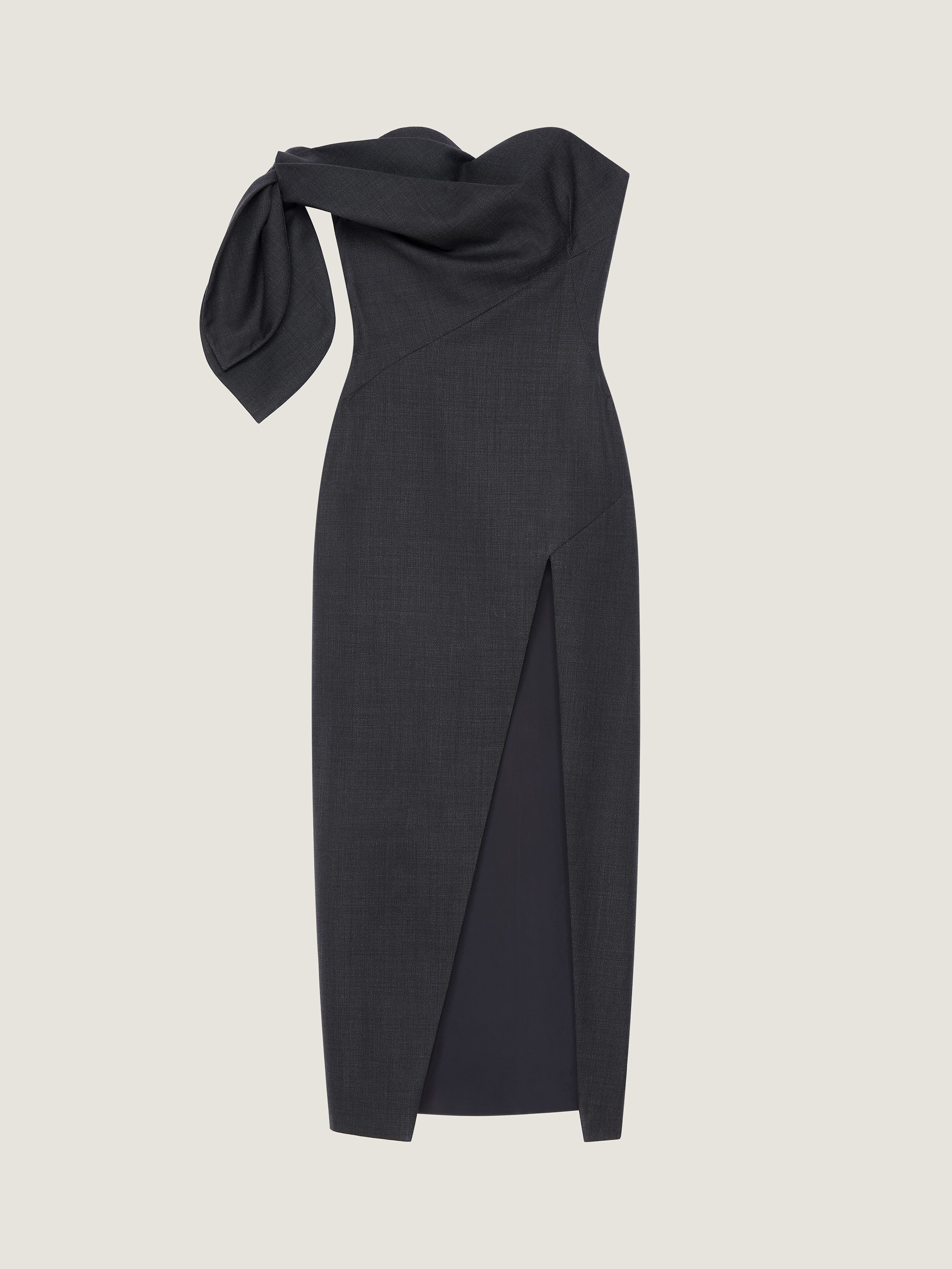 Givenchy Robe Bustier Longue En Laine Avec Naud In Gray