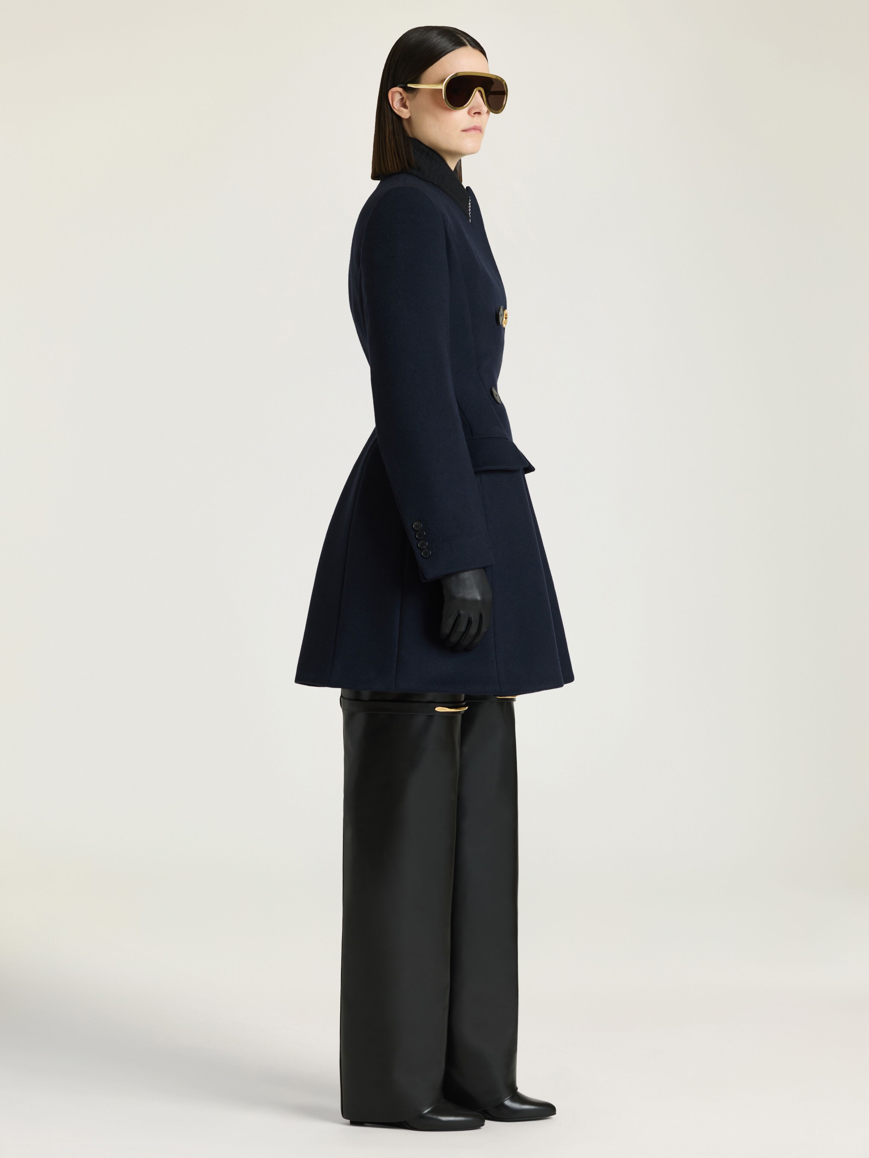 Pinch coat in wool and cashmere in - midnight blue - BWC0GR163S