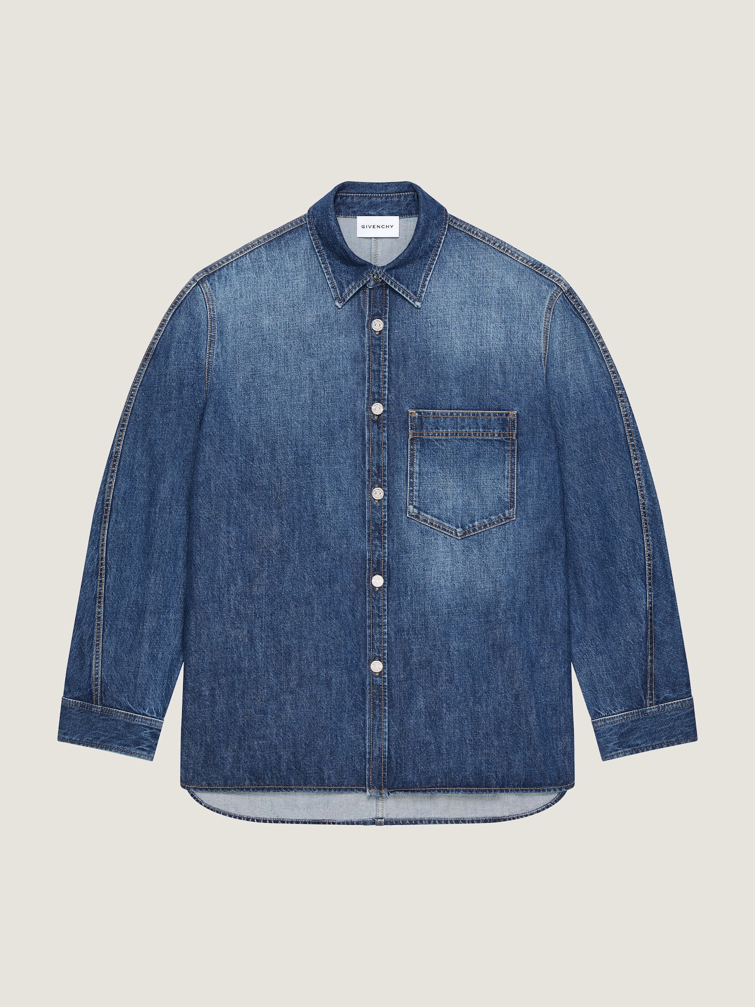 Couture Seam overshirt in dark blue denim