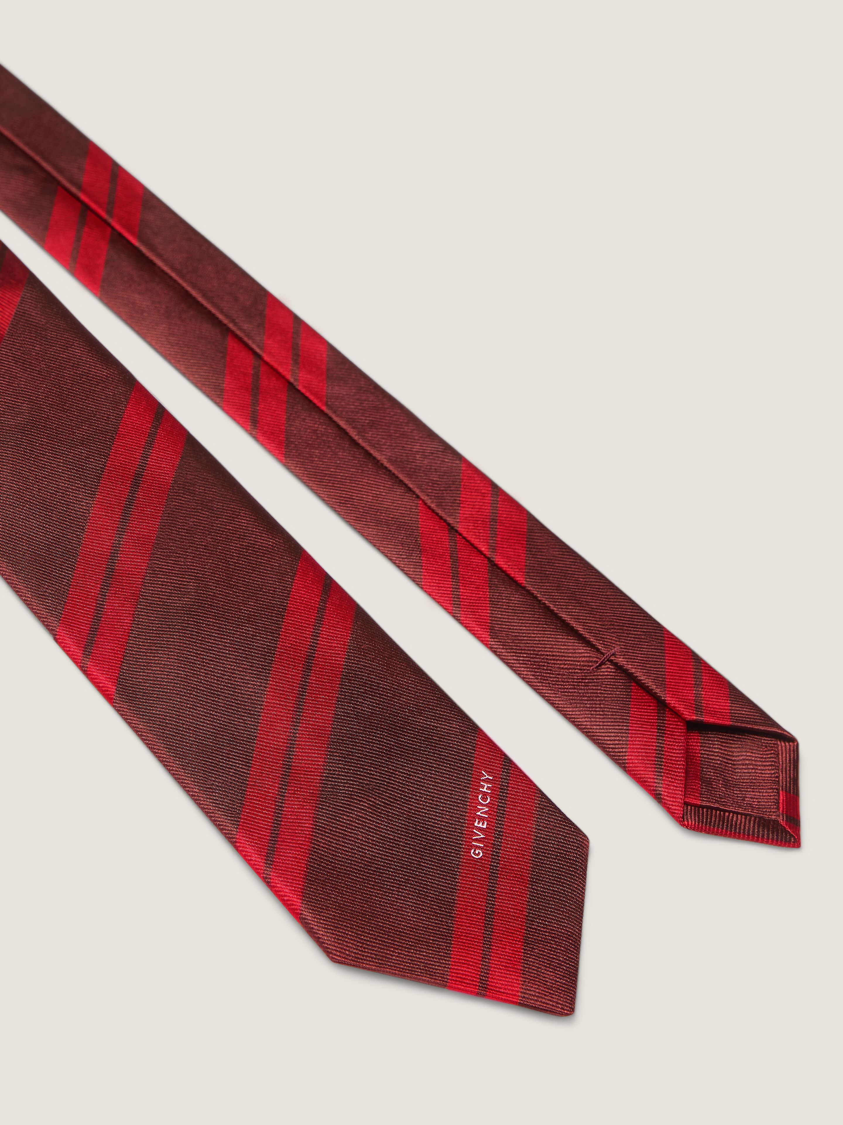 Double stripes tie in silk gros grain in - dark red - BP106KP0YG