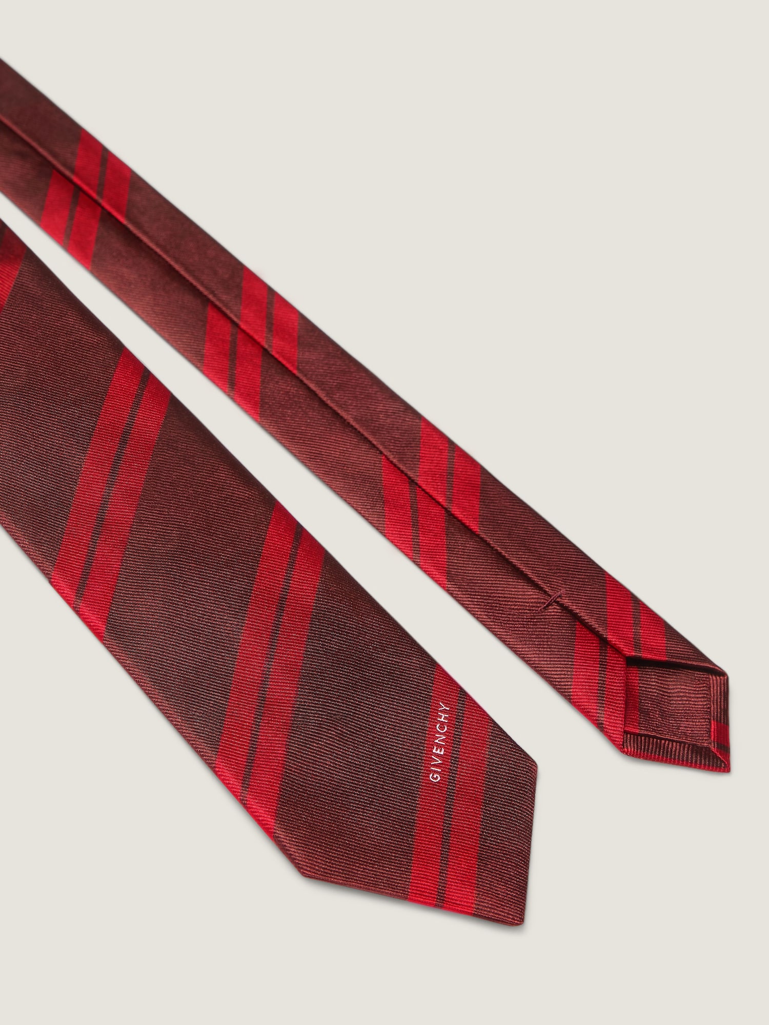 Double stripes tie in silk gros grain in - dark red  display picture 1