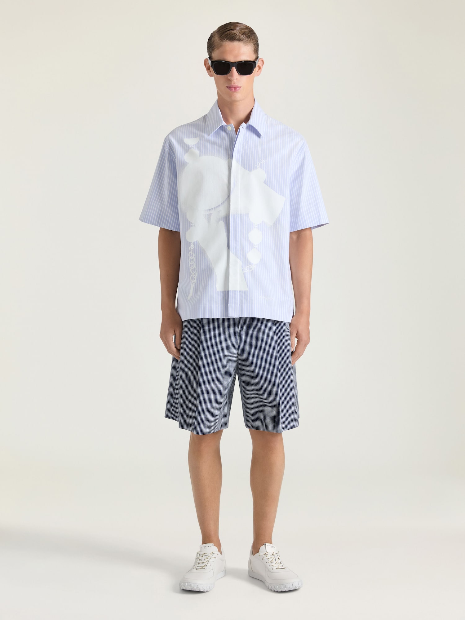 Striped shirt in cotton with surrealism print