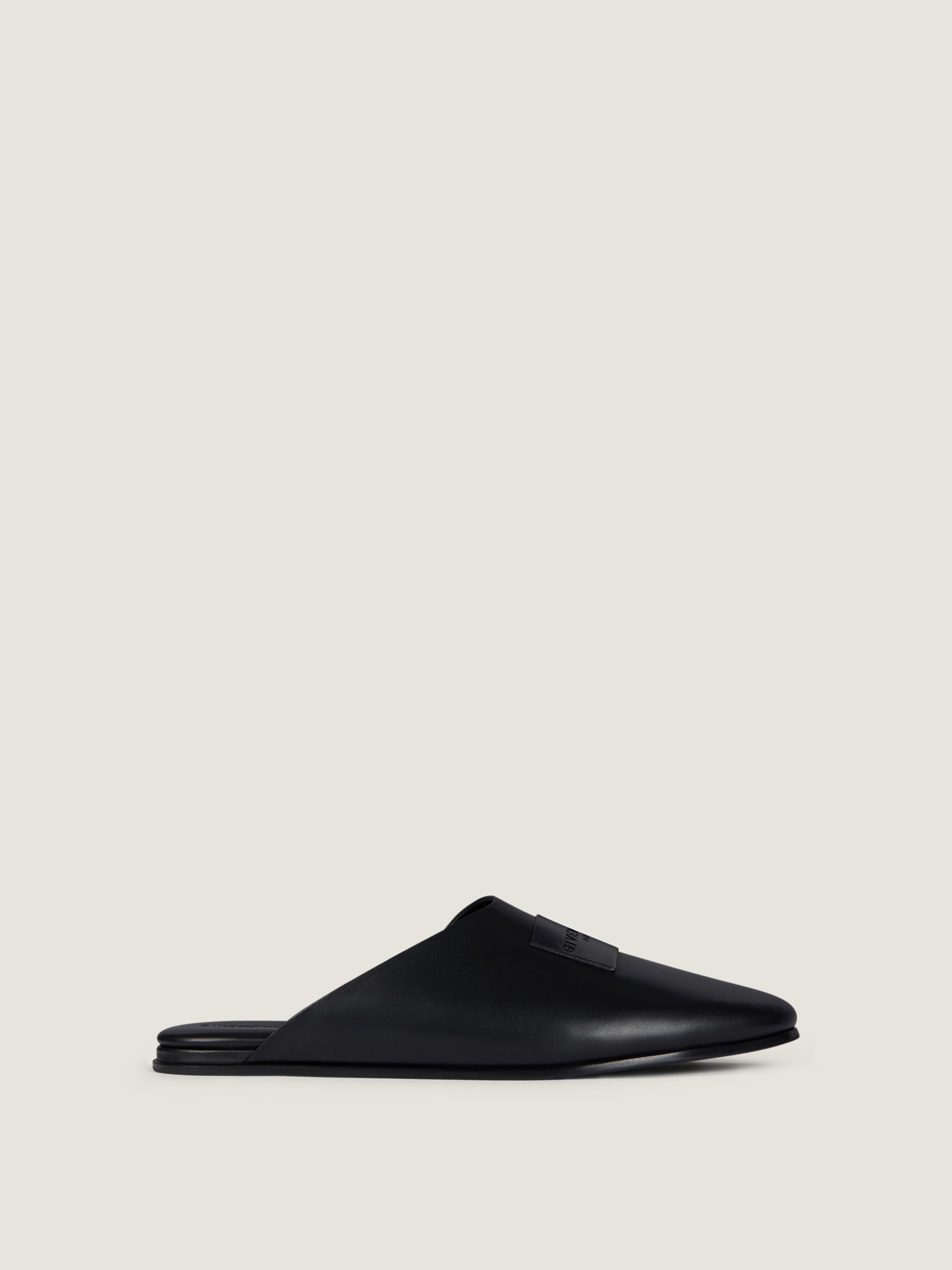 Givenchy Label Flat Mules In Nappa Leather In Black