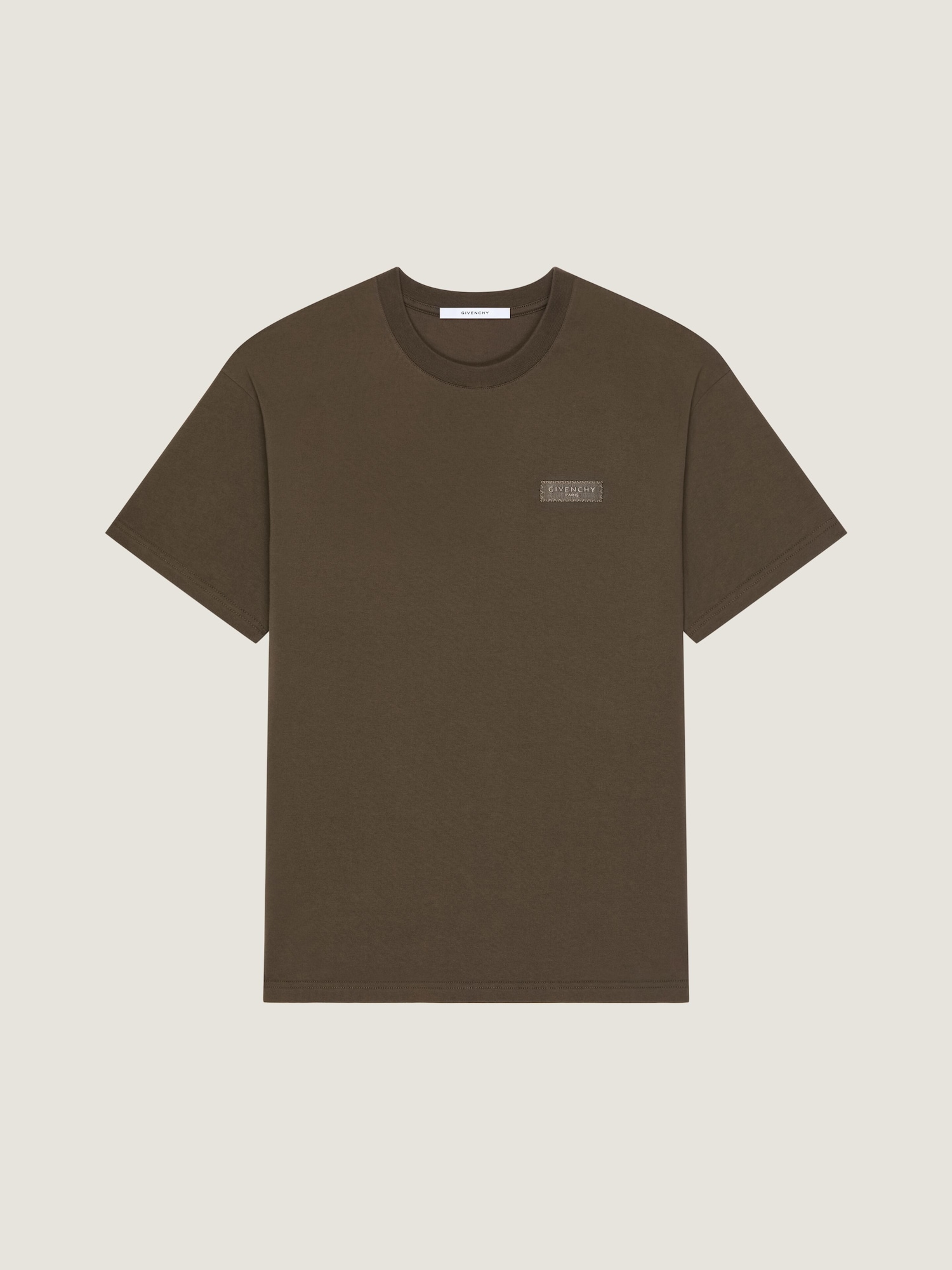 T-shirt in cotton with Givenchy Paris gros grain in - ebony brown 