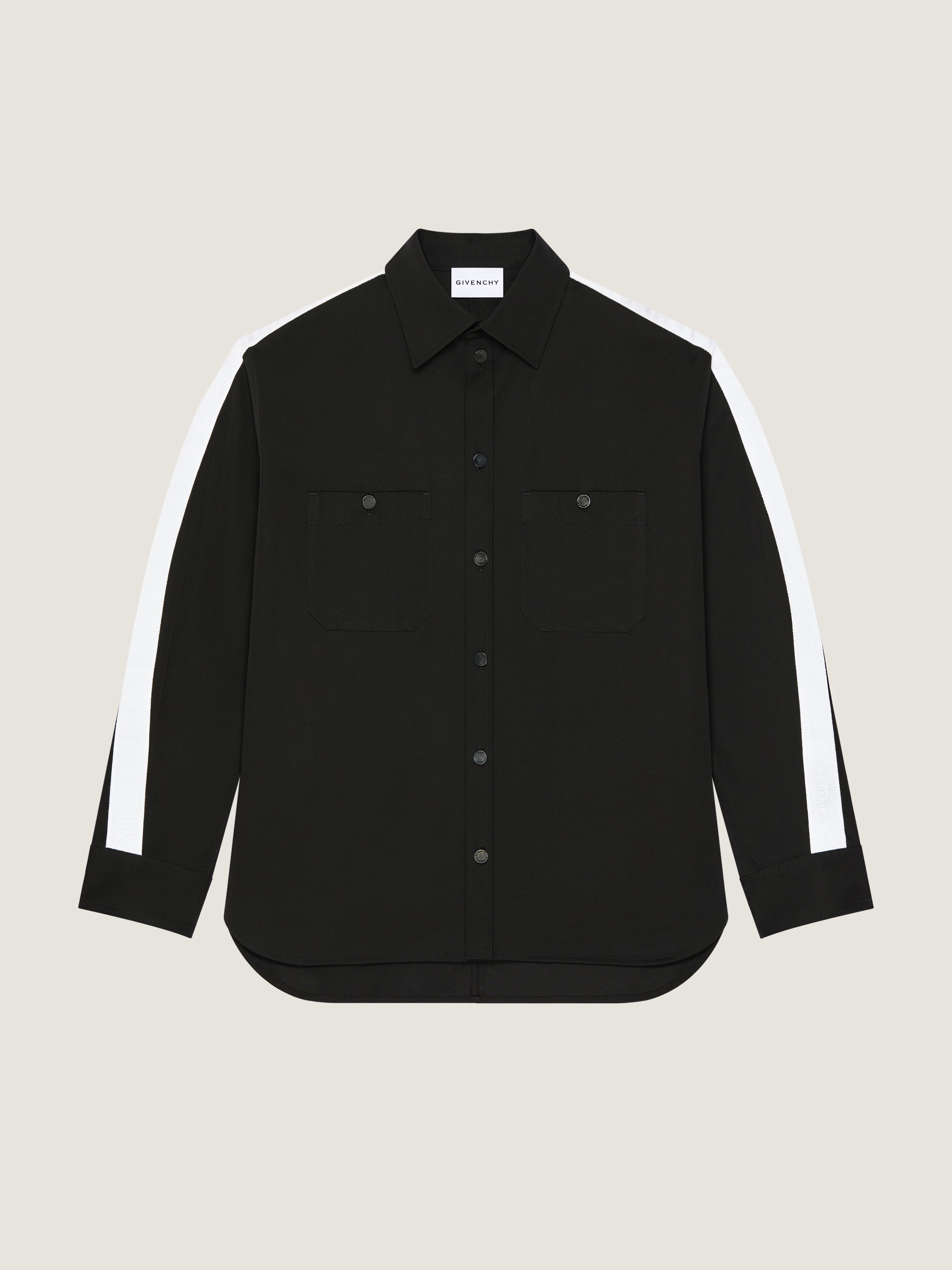 Couture Seam overshirt in cotton with gros grain detail in - black