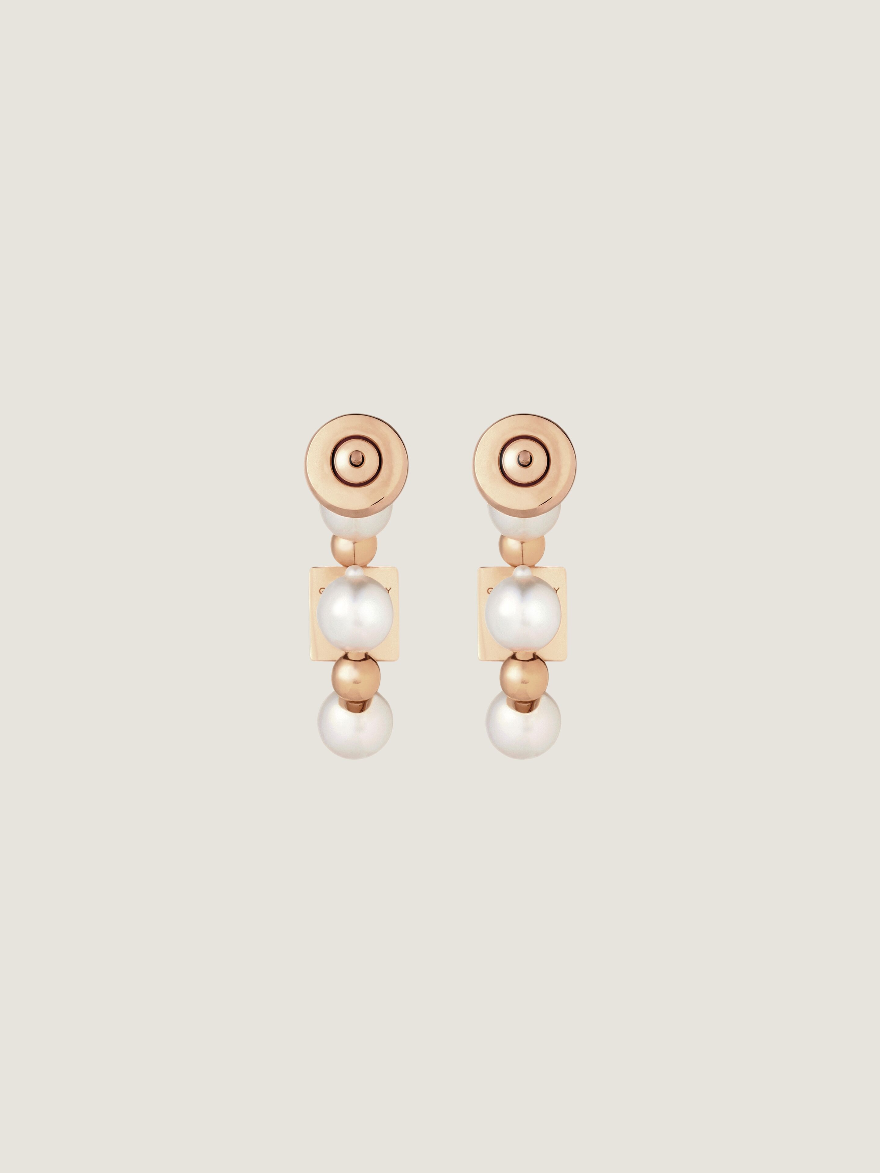 4G earrings in metal with pearls in - rose golden/white